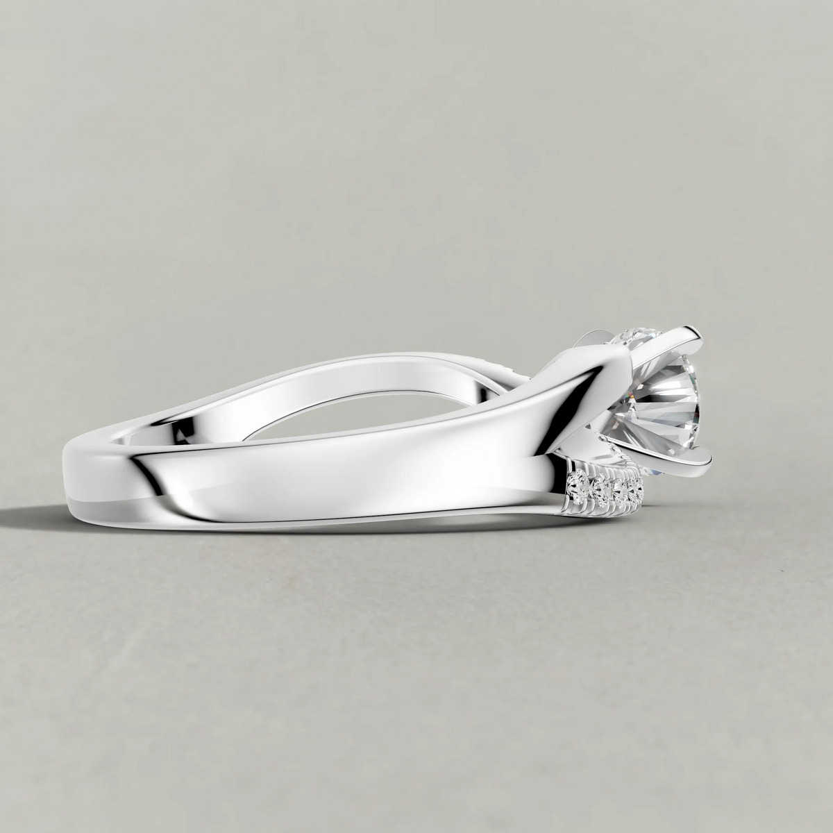 Sweeping Split-Shank Engagement Ring (71481) in Platinum from back angle