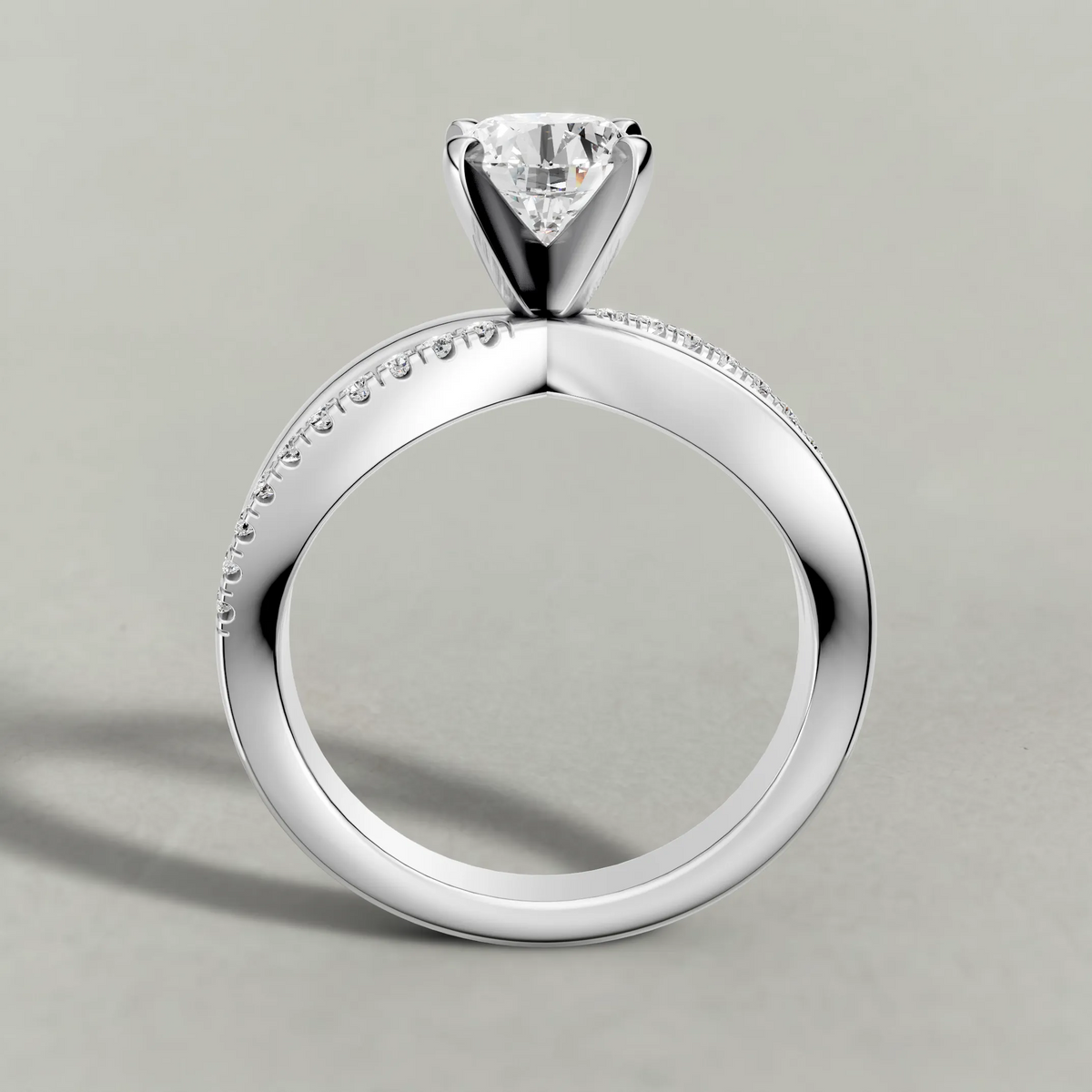 Sweeping Split-Shank Engagement Ring (71481) in Platinum from front angle