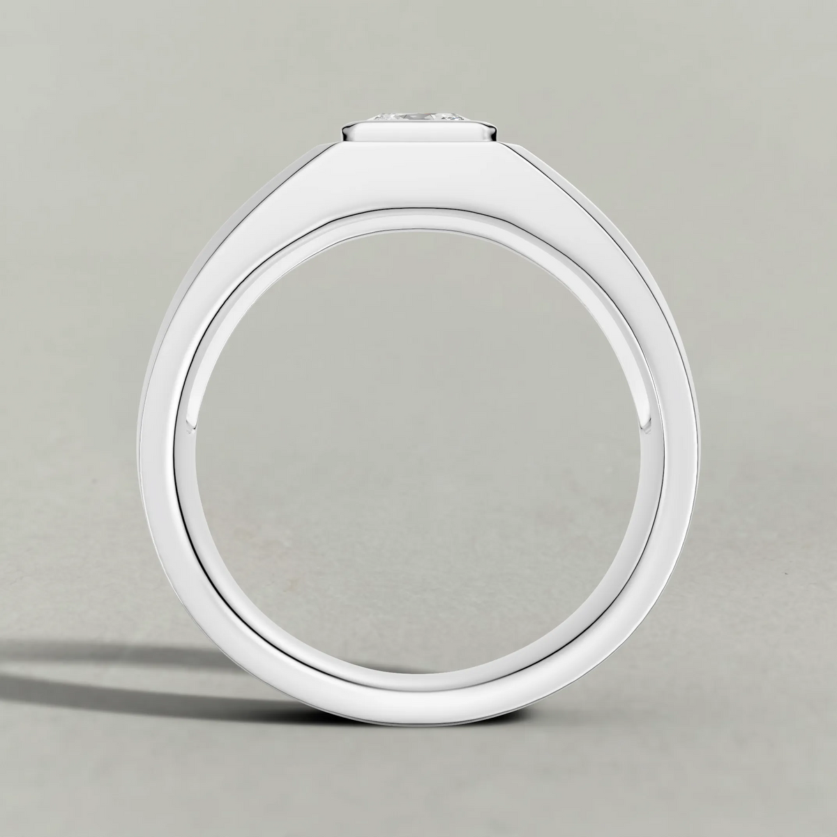 Flush-Set Wide Band Engagement Ring (71536) in Platinum from front angle
