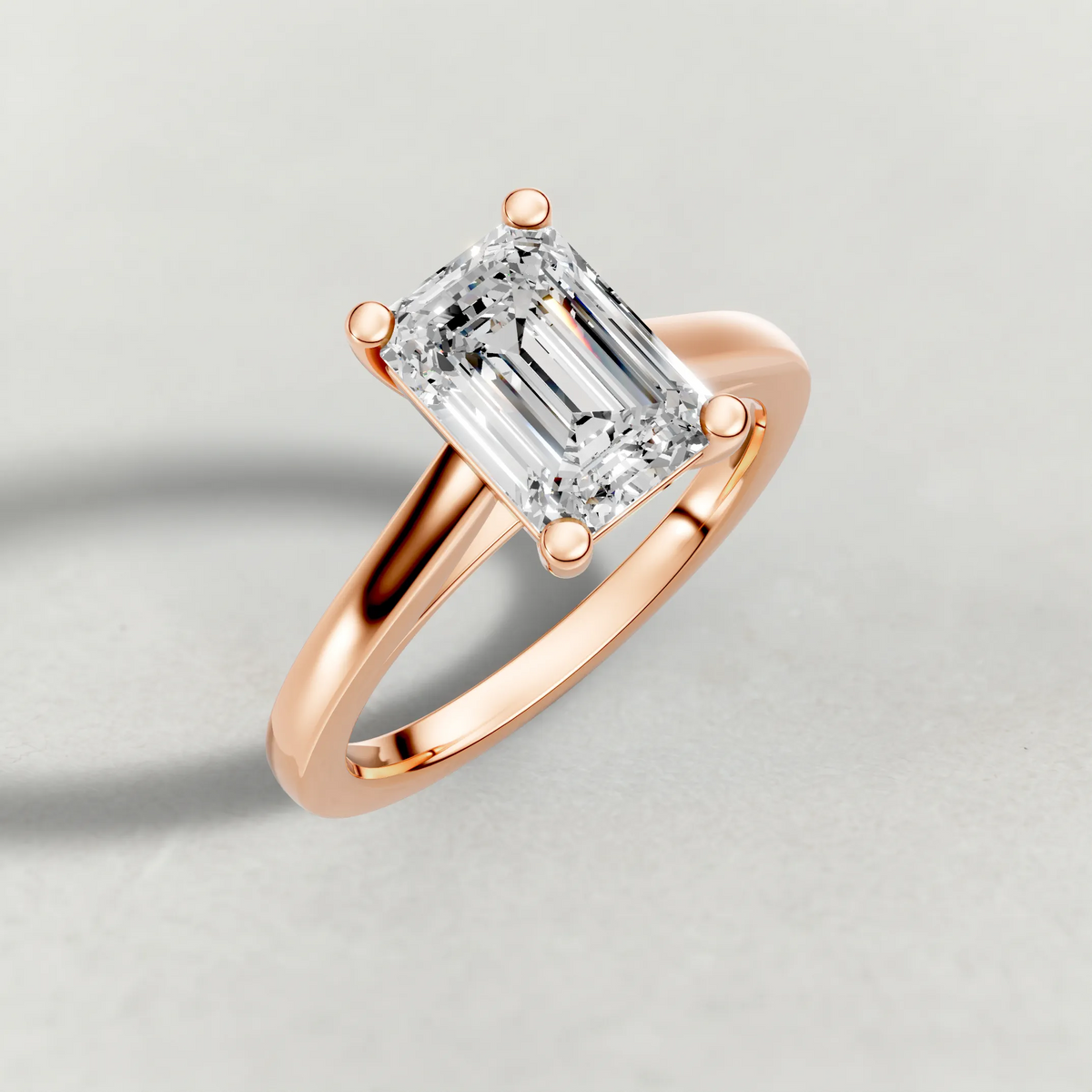 Split-Shoulder Solitaire Engagement Ring (71590) in Rose Gold from top 3/4 angle