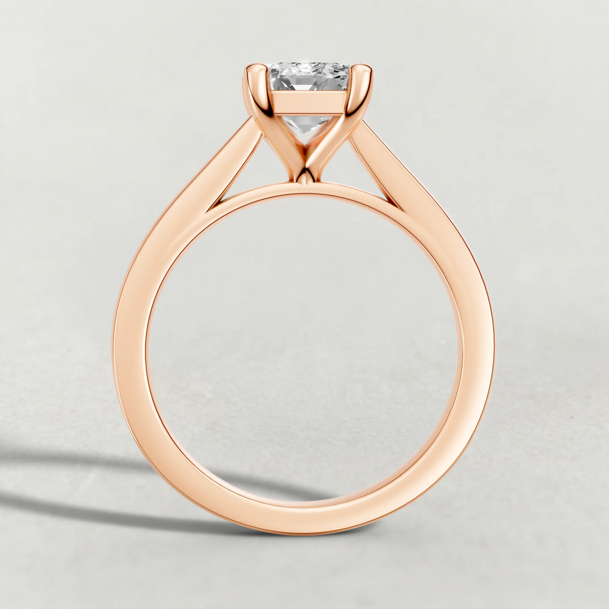 Split-Shoulder Solitaire Engagement Ring (71590) in Rose Gold from front angle