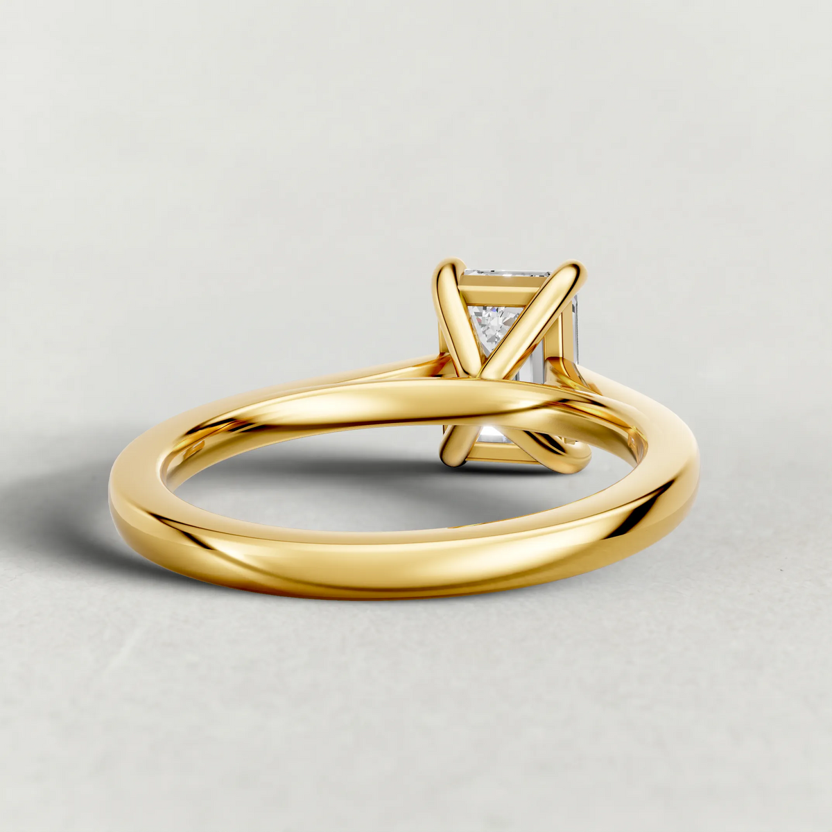 Split-Shoulder Solitaire Engagement Ring (71590) in Yellow Gold from back angle