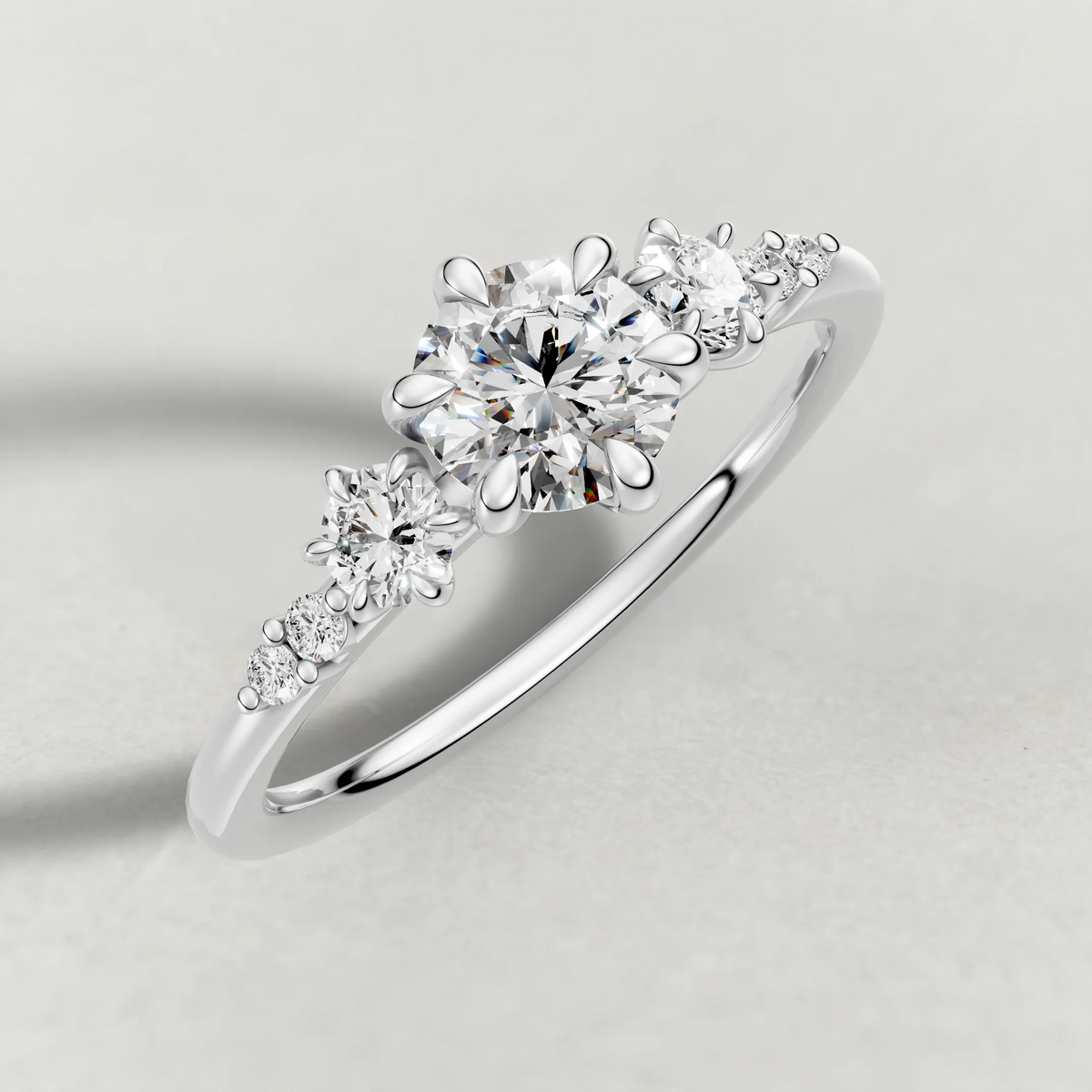 Graduated Side-Stone Engagement Ring (72084) in Platinum from top 3/4 angle