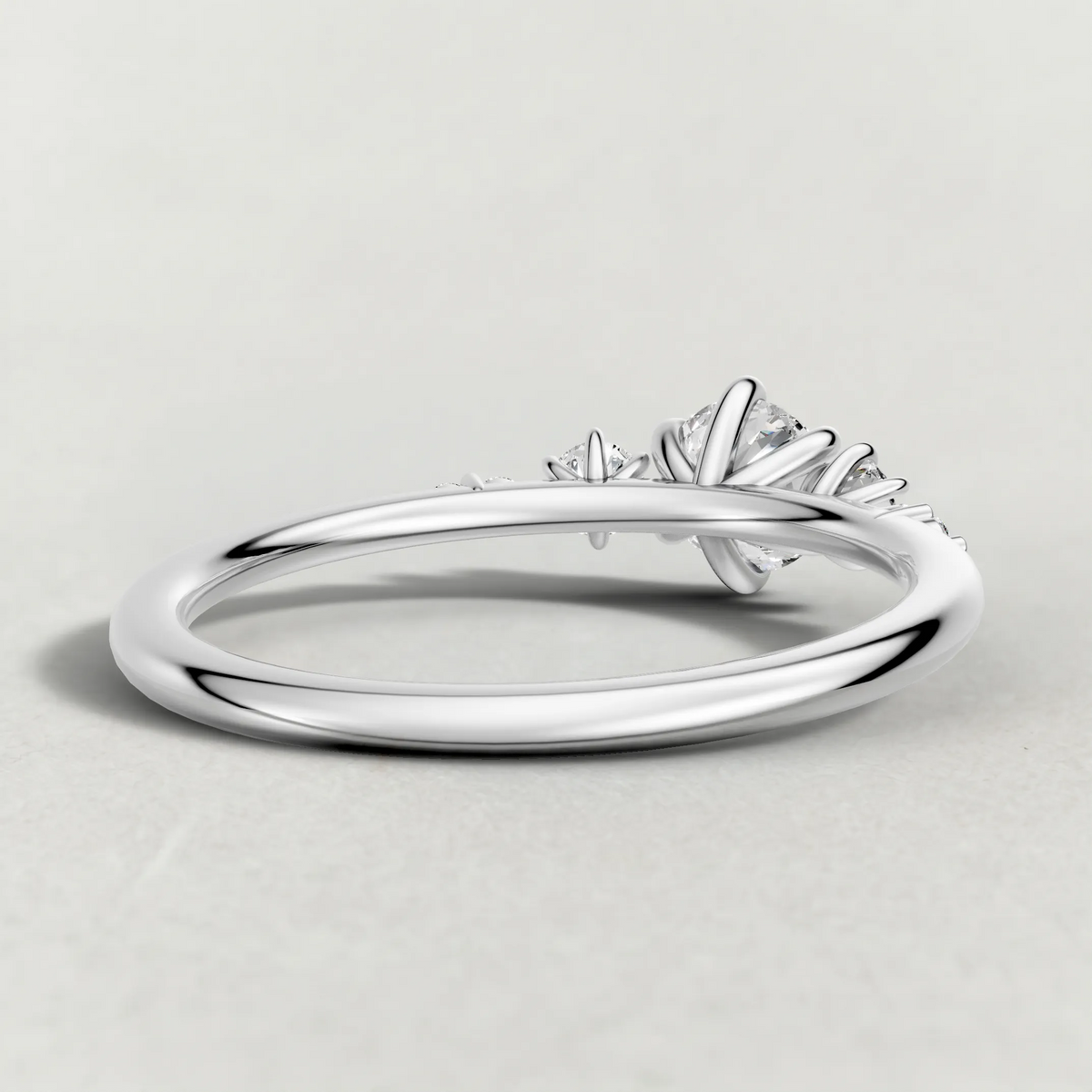 Graduated Side-Stone Engagement Ring (72084) in Platinum from back angle