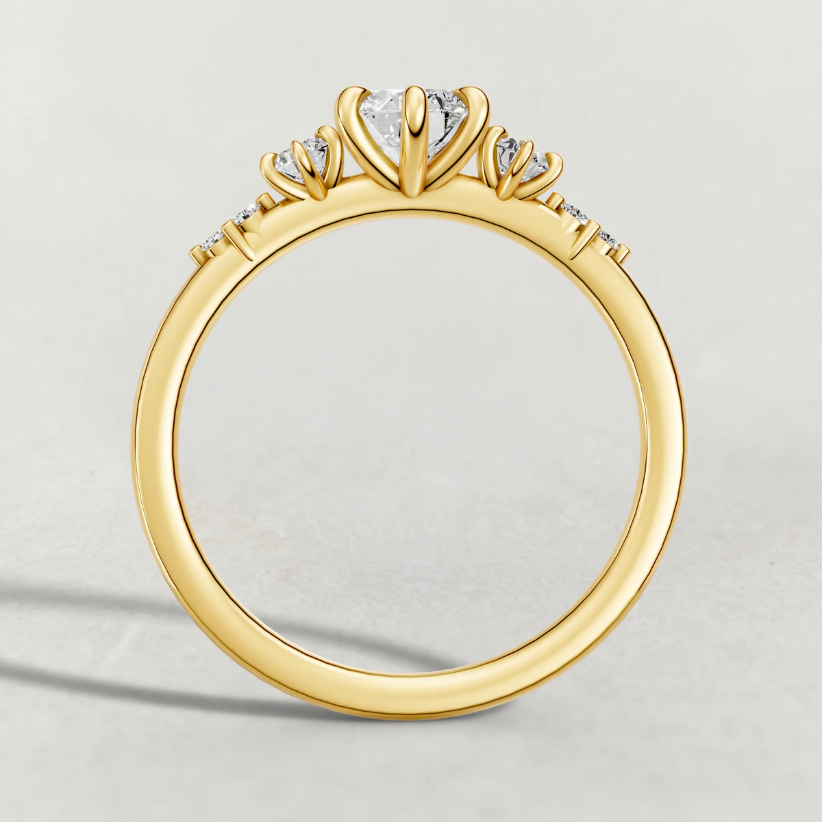 Graduated Side-Stone Engagement Ring (72084) in Yellow Gold from front angle