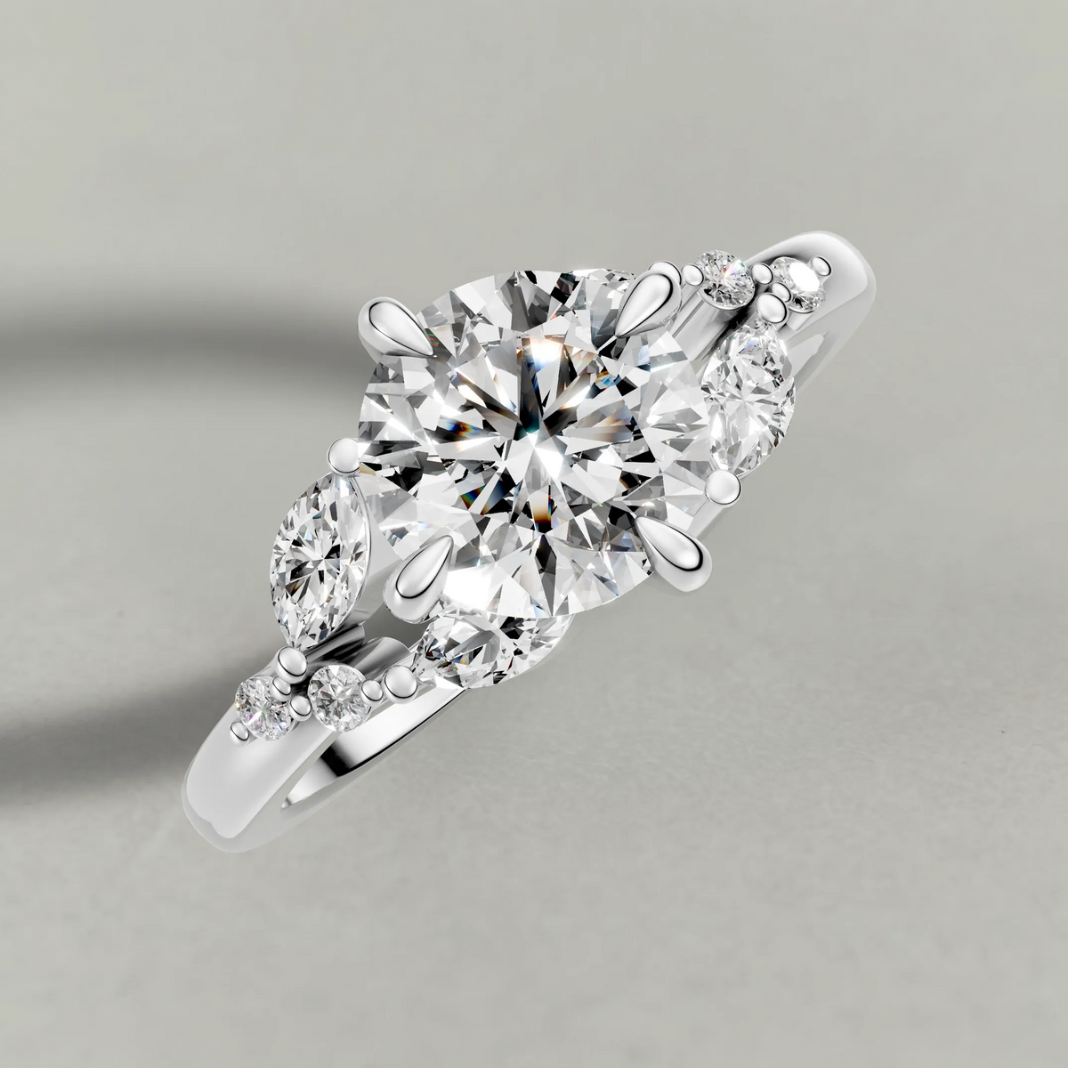 Vine-Inspired Engagement Ring (72161) in Platinum from top 3/4 angle