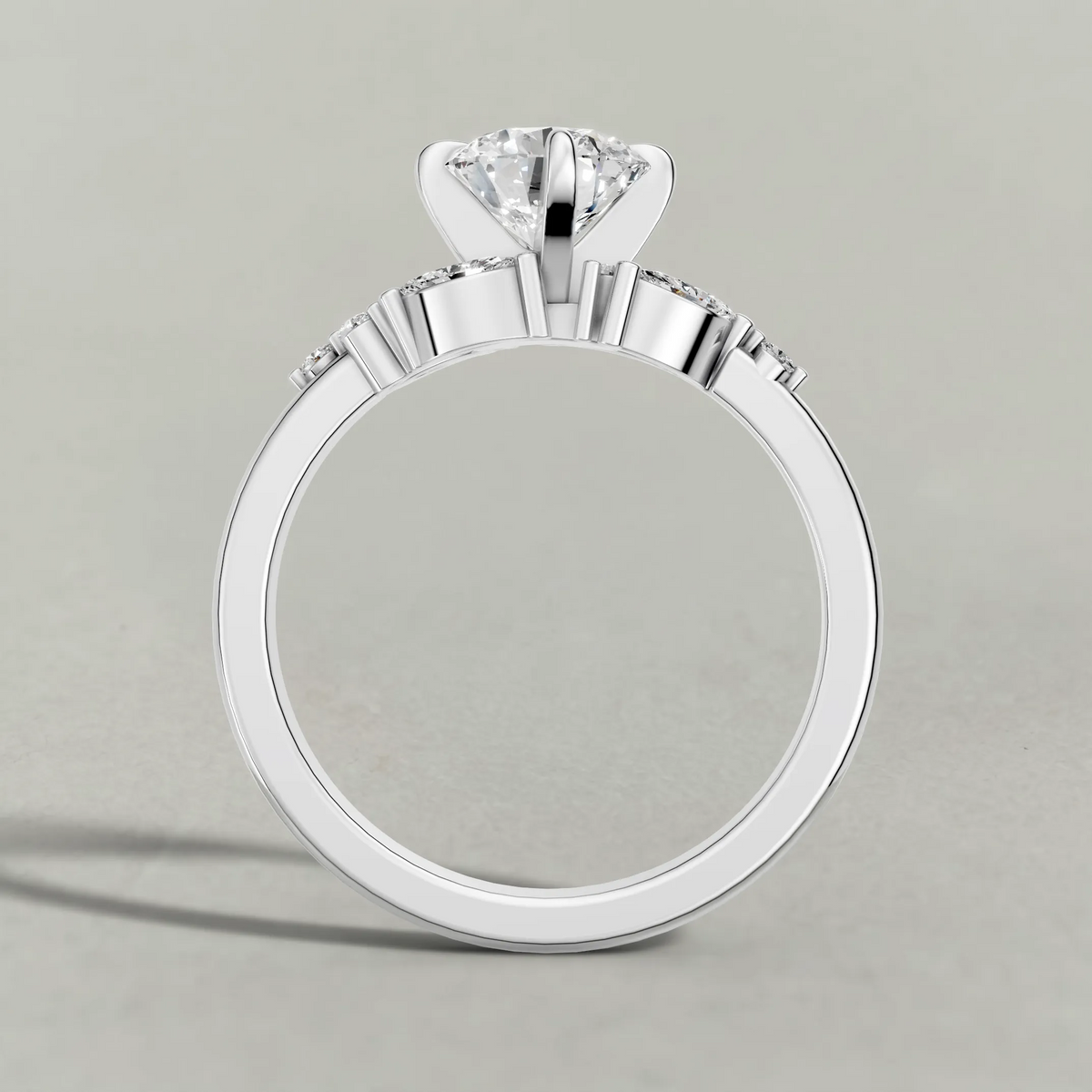 Vine-Inspired Engagement Ring (72161) in Platinum from front angle