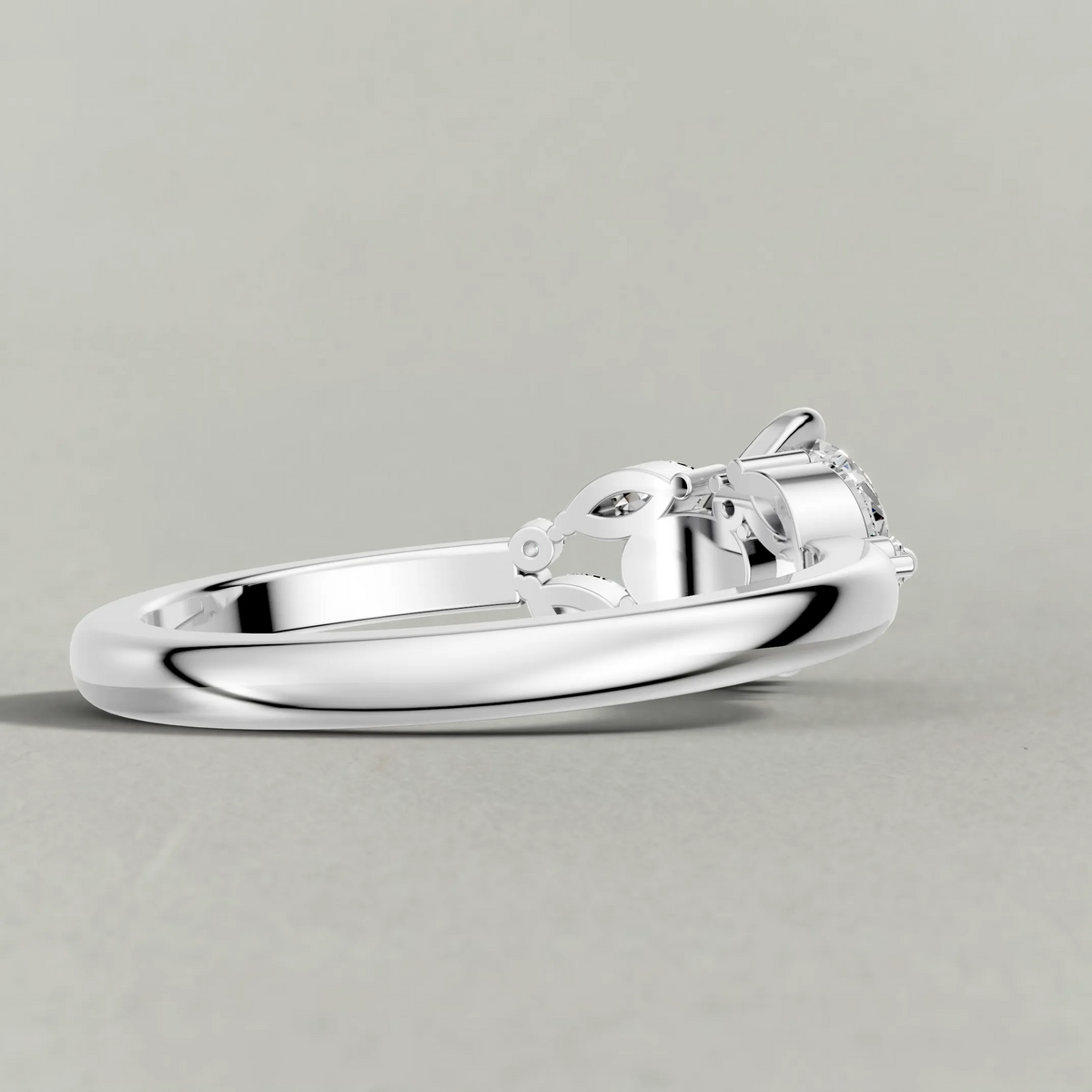 Vine-Inspired Engagement Ring (72161) in White Gold from back angle