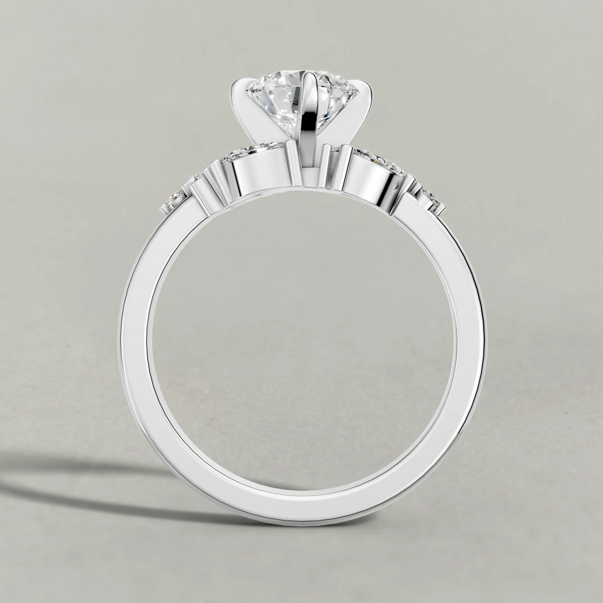 Vine-Inspired Engagement Ring (72161) in White Gold from front angle