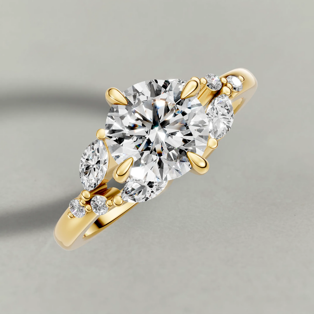 Vine-Inspired Engagement Ring (72161) in Yellow Gold from top 3/4 angle