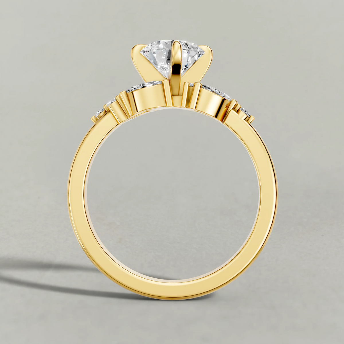 Vine-Inspired Engagement Ring (72161) in Yellow Gold from front angle