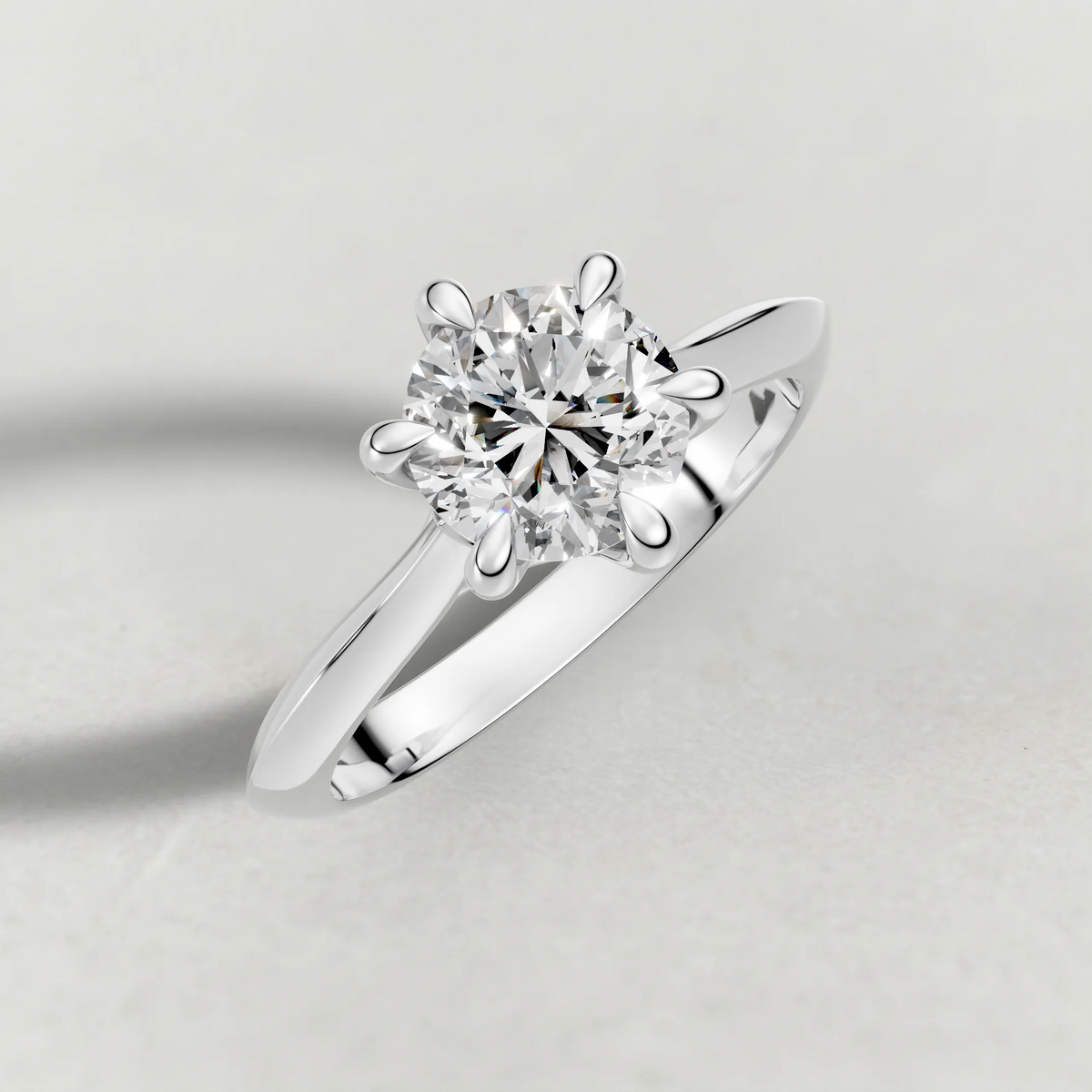 Curved Cathedral Solitaire Engagement Ring (72233) in Platinum from top 3/4 angle