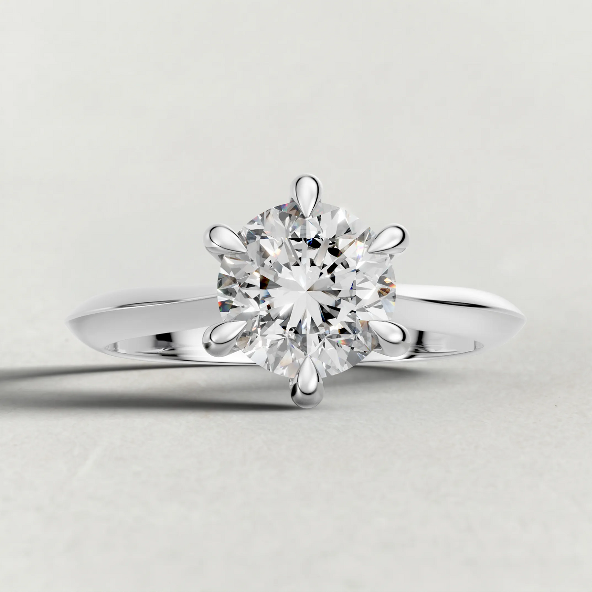 Curved Cathedral Solitaire Engagement Ring (72233) in Platinum zoomed in on diamond