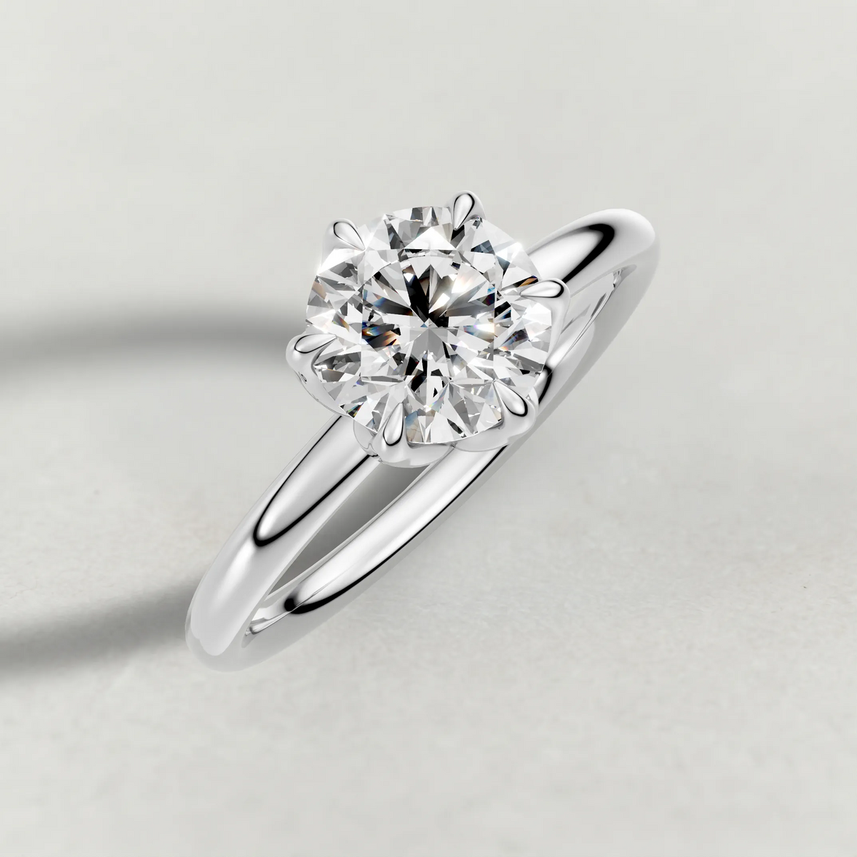 Open Basket Solitaire Engagement Ring (72255) in White Gold from top 3/4 angle