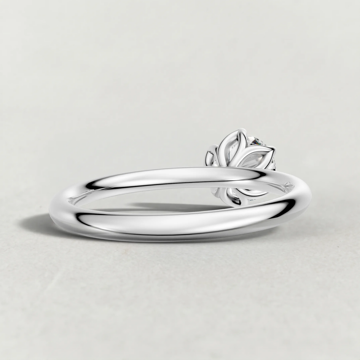 Open Basket Solitaire Engagement Ring (72255) in White Gold from back angle