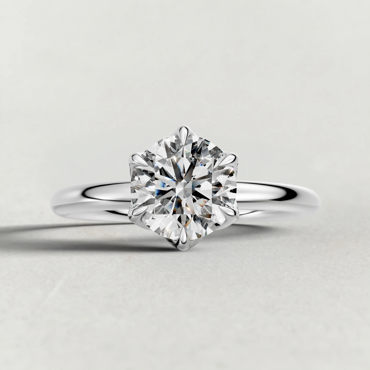 Open Basket Solitaire Engagement Ring (72255) in White Gold zoomed in on diamond