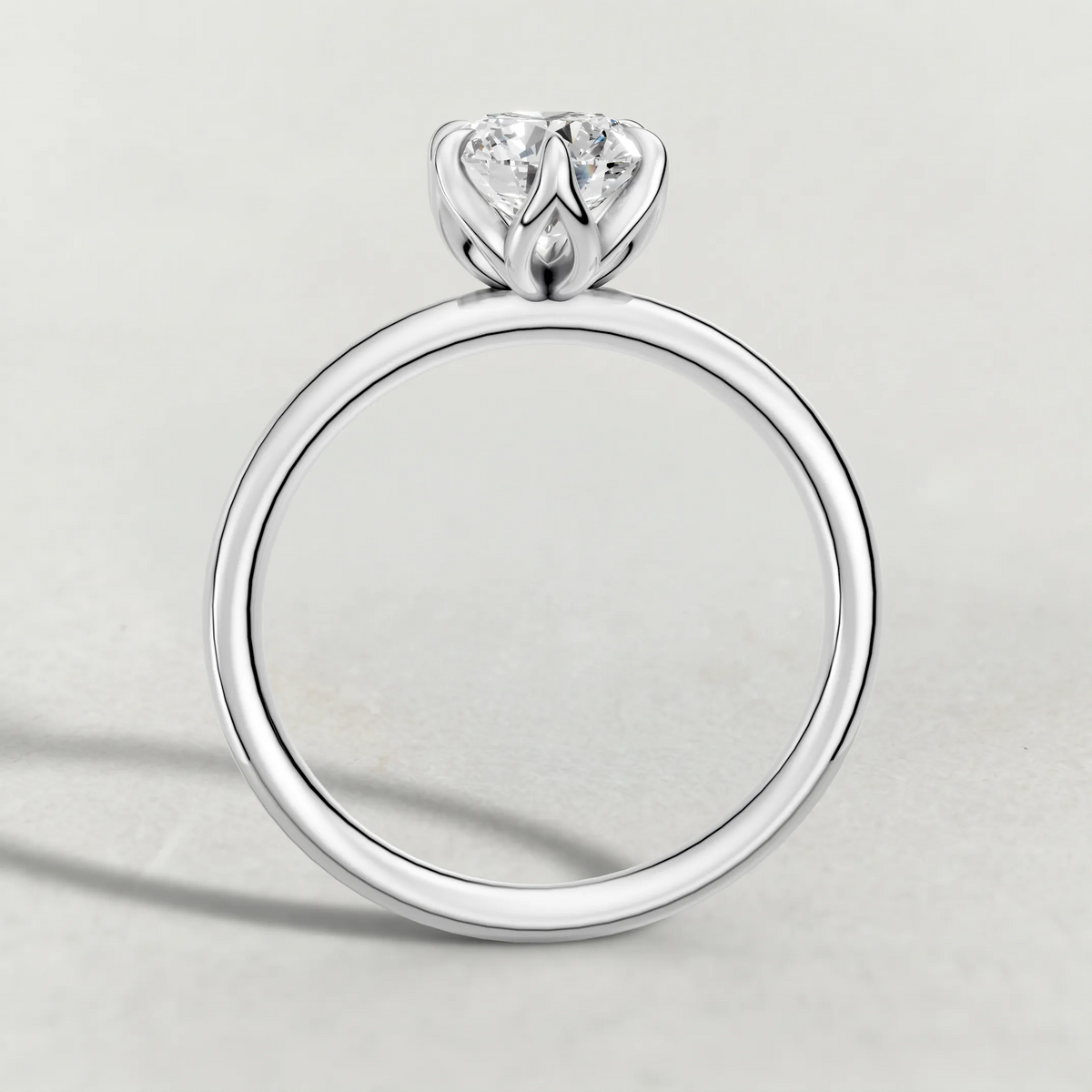 Open Basket Solitaire Engagement Ring (72255) in White Gold from front angle
