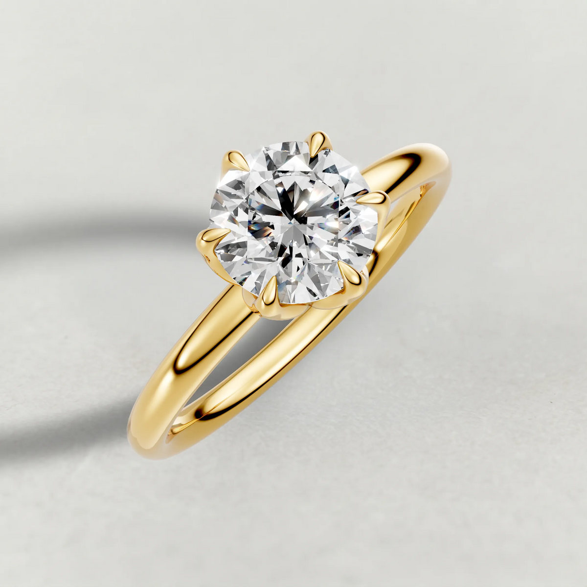 Open Basket Solitaire Engagement Ring (72255) in Yellow Gold from top 3/4 angle