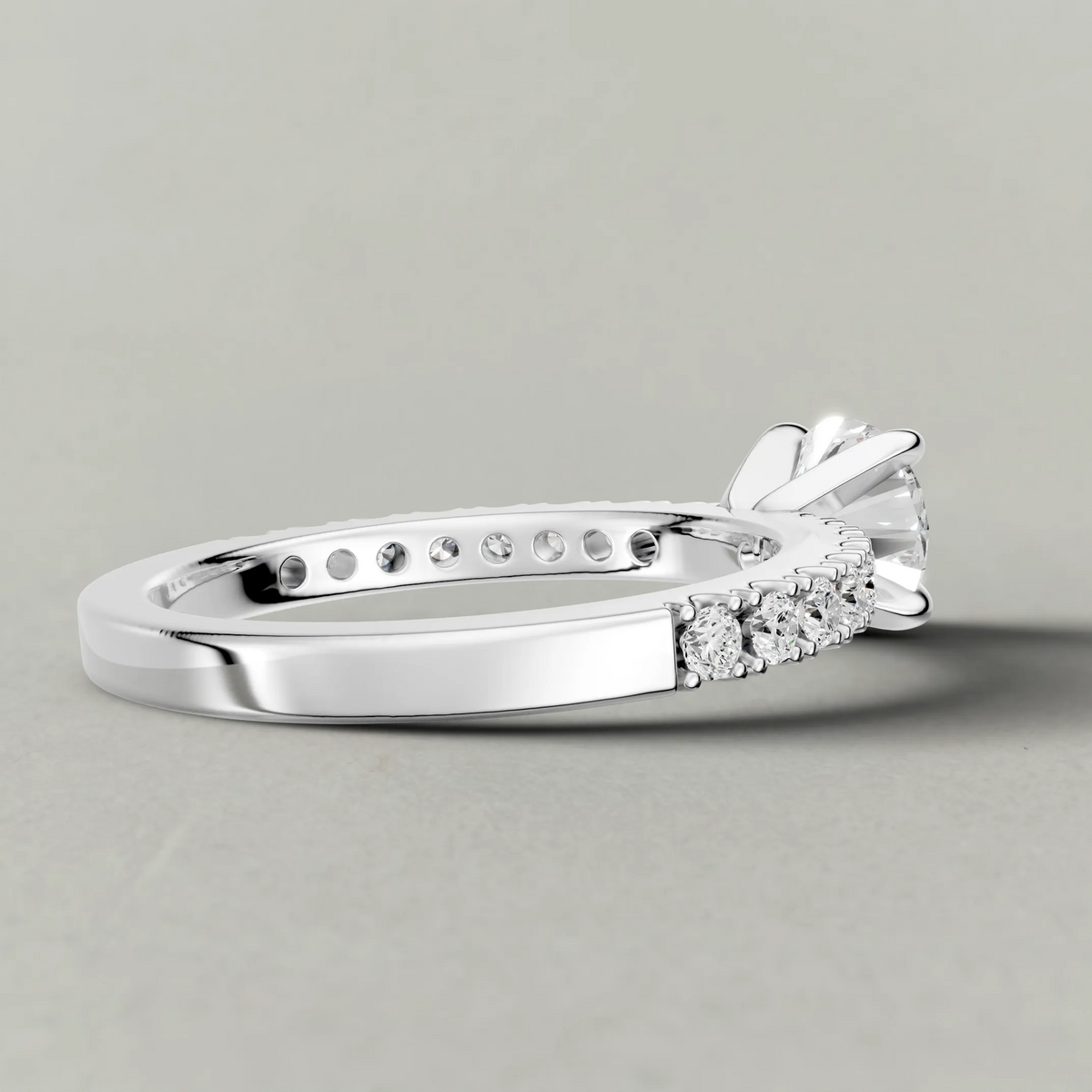 Single-Row Diamond Band Engagement Ring (72339) in Platinum from back angle