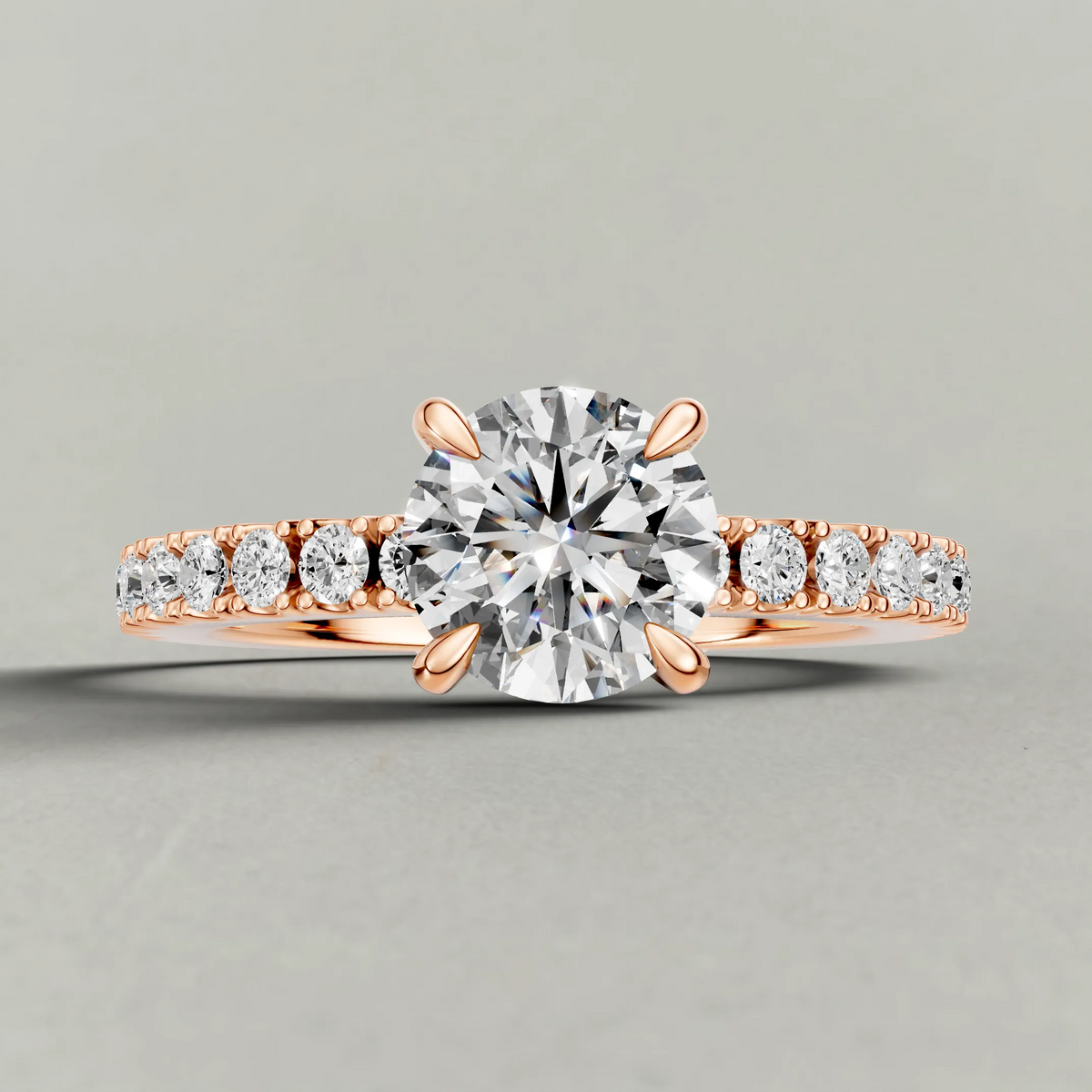 Single-Row Diamond Band Engagement Ring (72339) in Rose Gold zoomed in on diamond