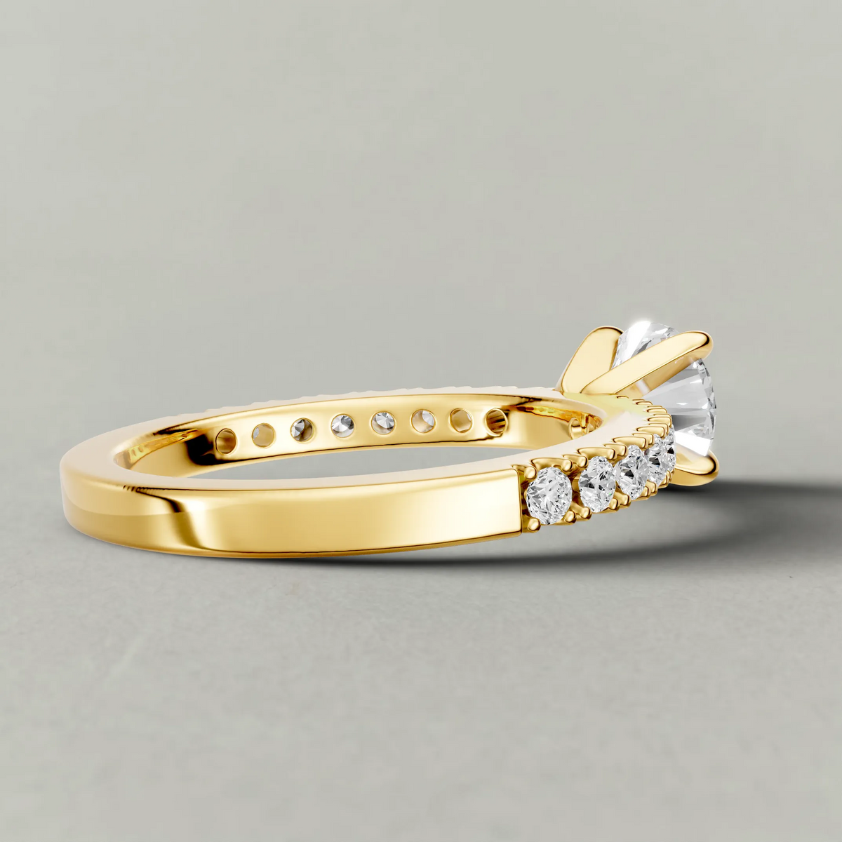 Single-Row Diamond Band Engagement Ring (72339) in Yellow Gold from back angle