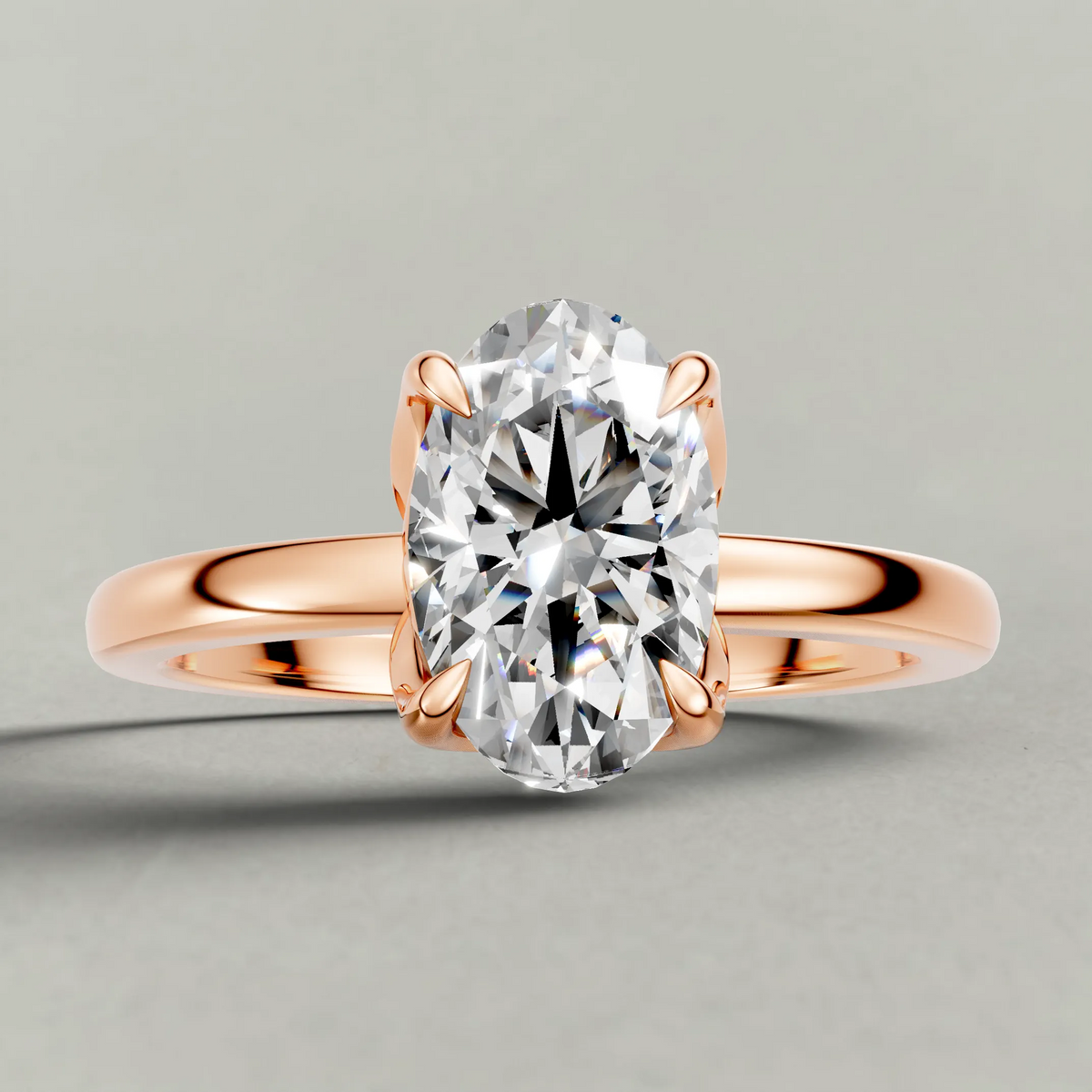Sculpted Crown Engagement Ring (72685) in Rose Gold zoomed in on diamond