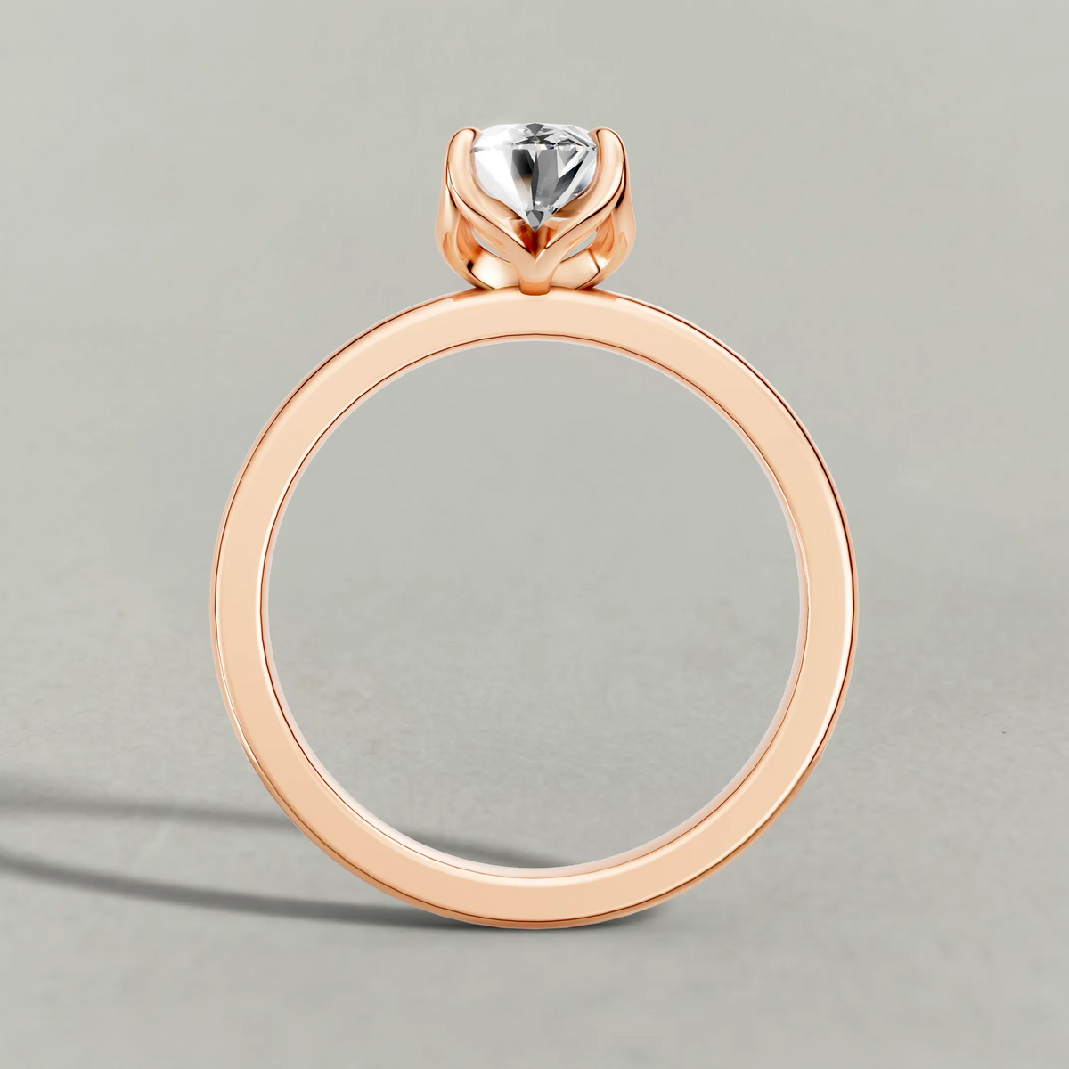 Sculpted Crown Engagement Ring (72685) in Rose Gold from front angle