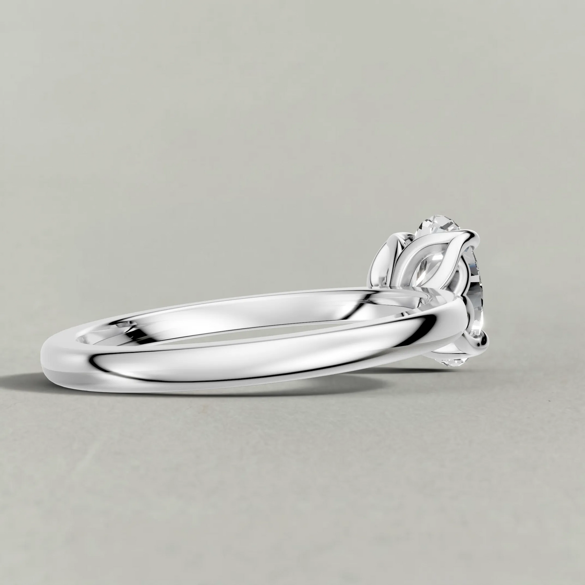 Sculpted Crown Engagement Ring (72685) in White Gold from back angle