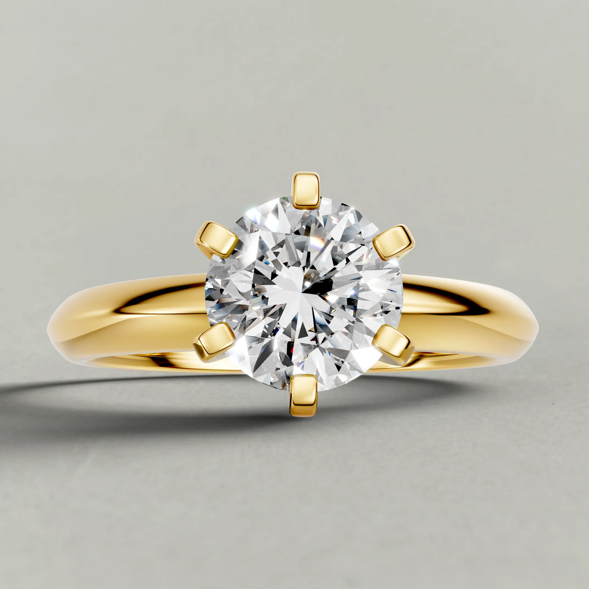Knife-Edge Band Engagement Ring (7502) in Yellow Gold zoomed in on diamond