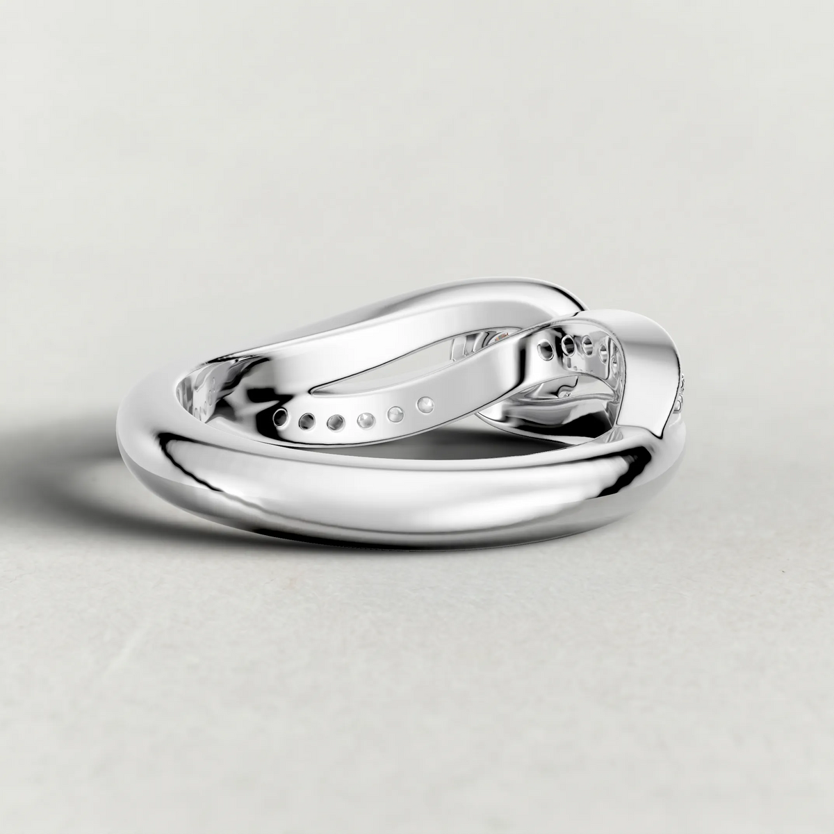 Half-Bezel Twist Engagement Ring (7544) in White Gold from back angle
