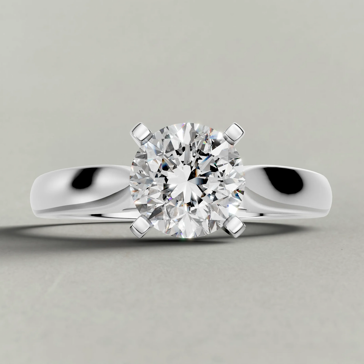 Open Cathedral Solitaire Engagement Ring (7583) in Platinum zoomed in on diamond