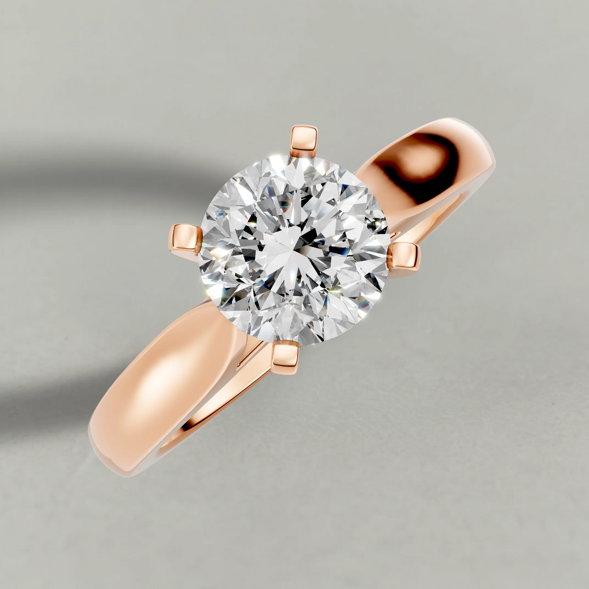 Open Cathedral Solitaire Engagement Ring (7583) in Rose Gold from top 3/4 angle