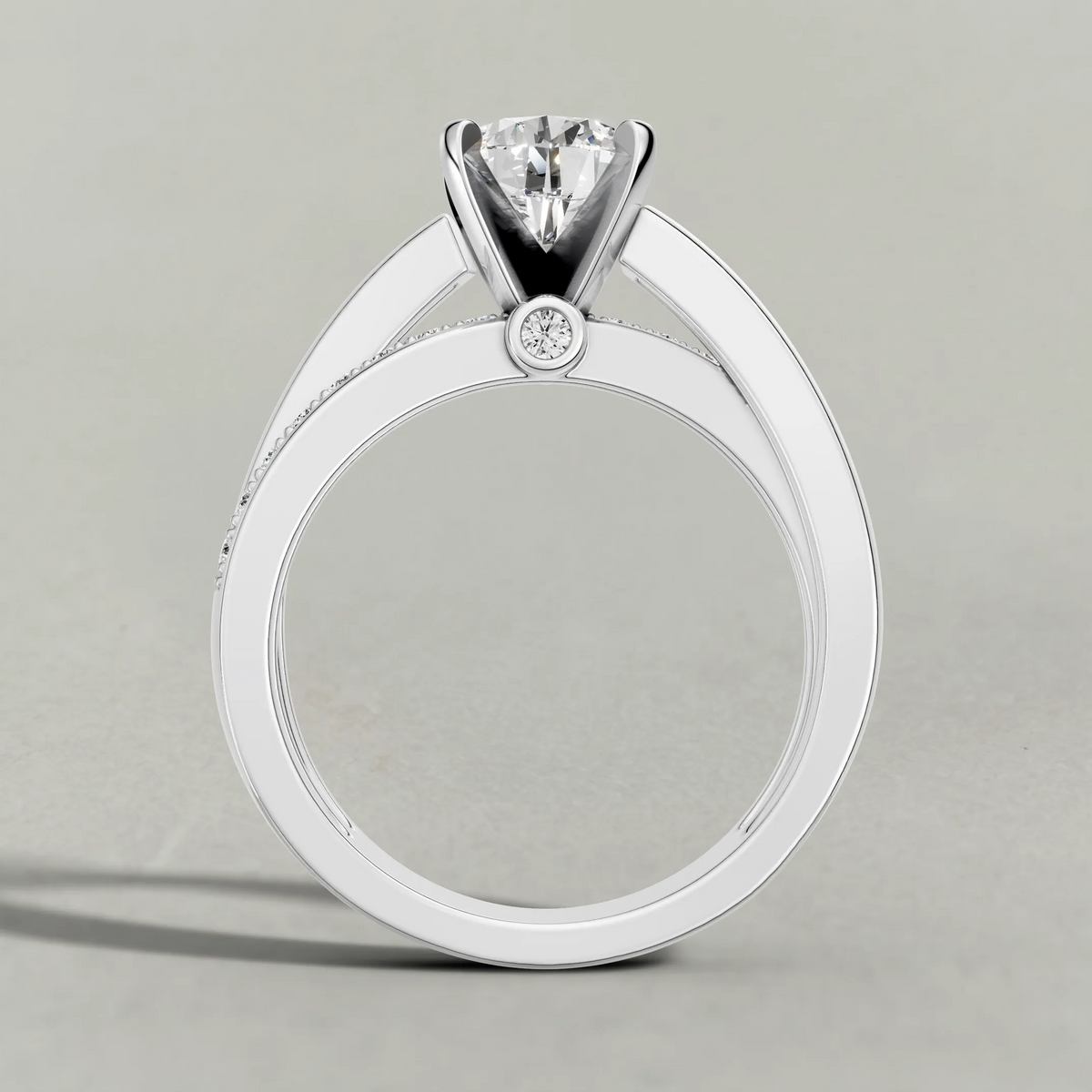 Split-Shoulder Engagement Ring (7921) in Platinum from front angle