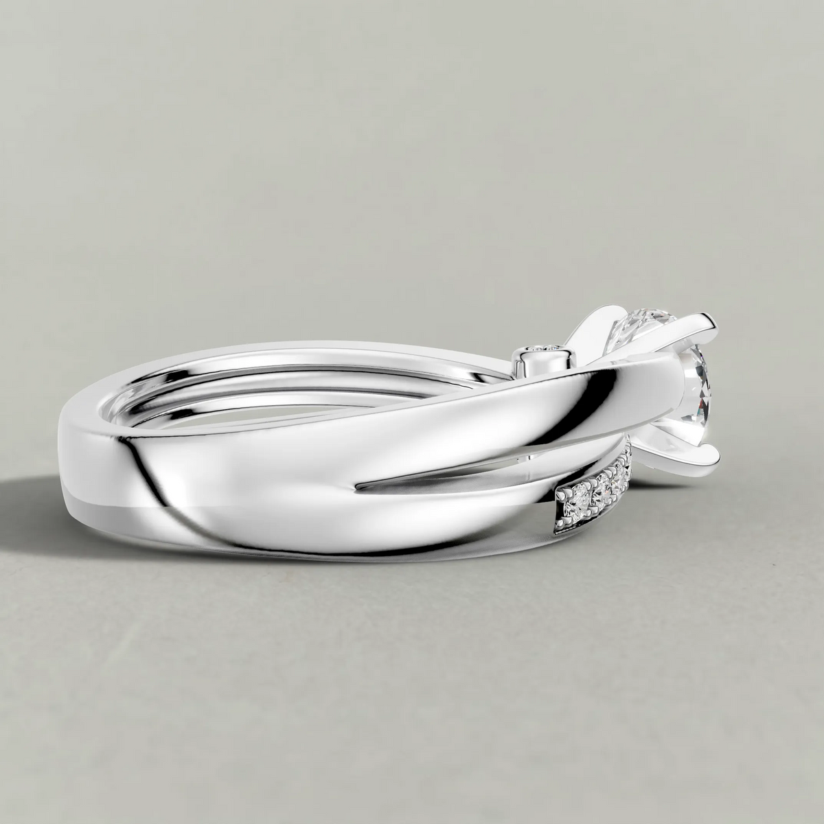 Split-Shoulder Engagement Ring (7921) in White Gold from back angle