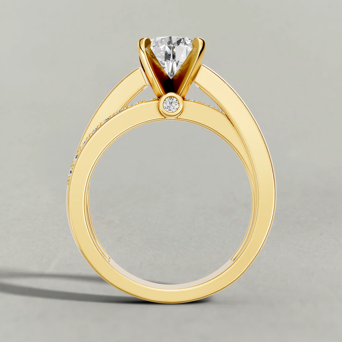 Split-Shoulder Engagement Ring (7921) in Yellow Gold from front angle