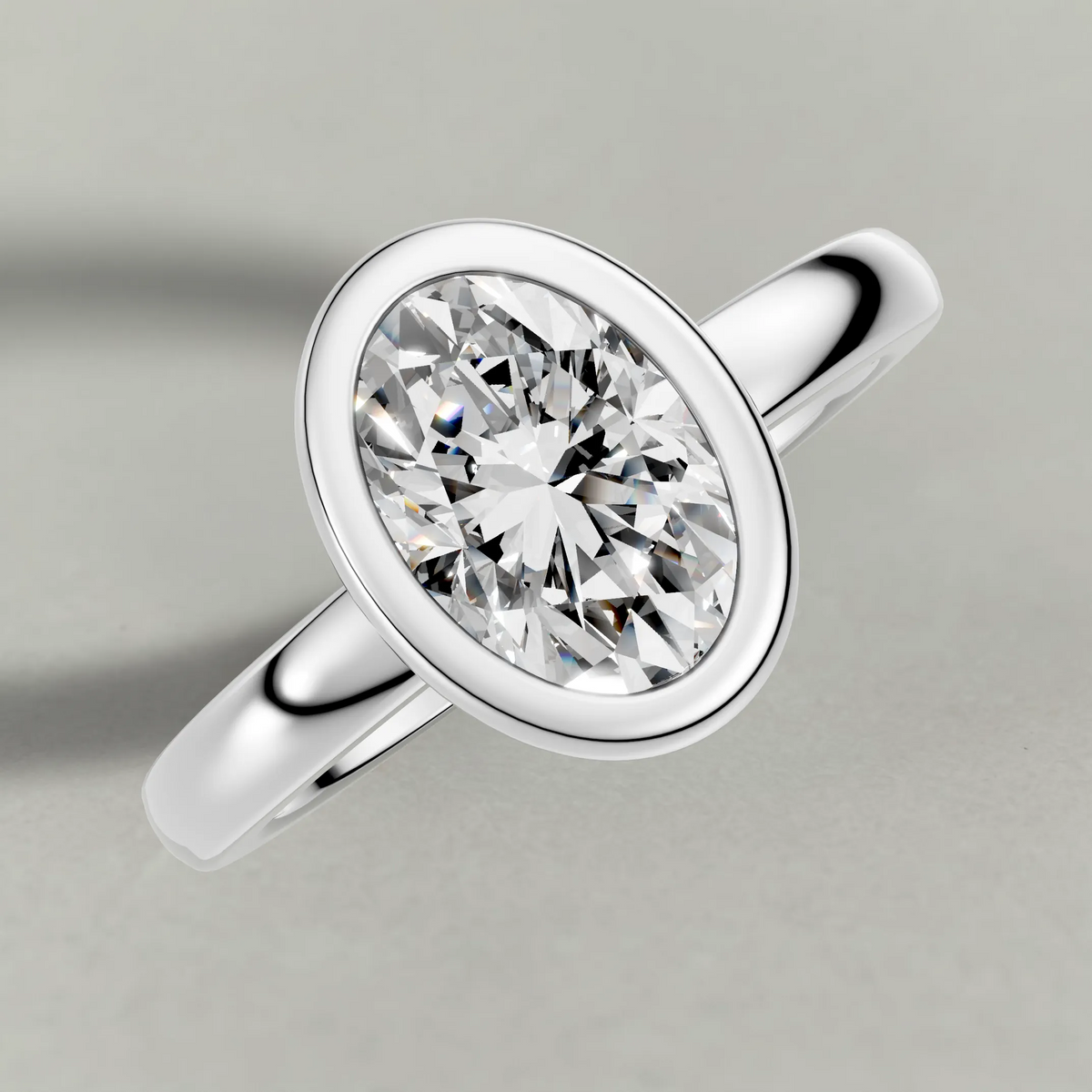 Smooth Bezel Engagement Ring (9379) in Platinum from top 3/4 angle