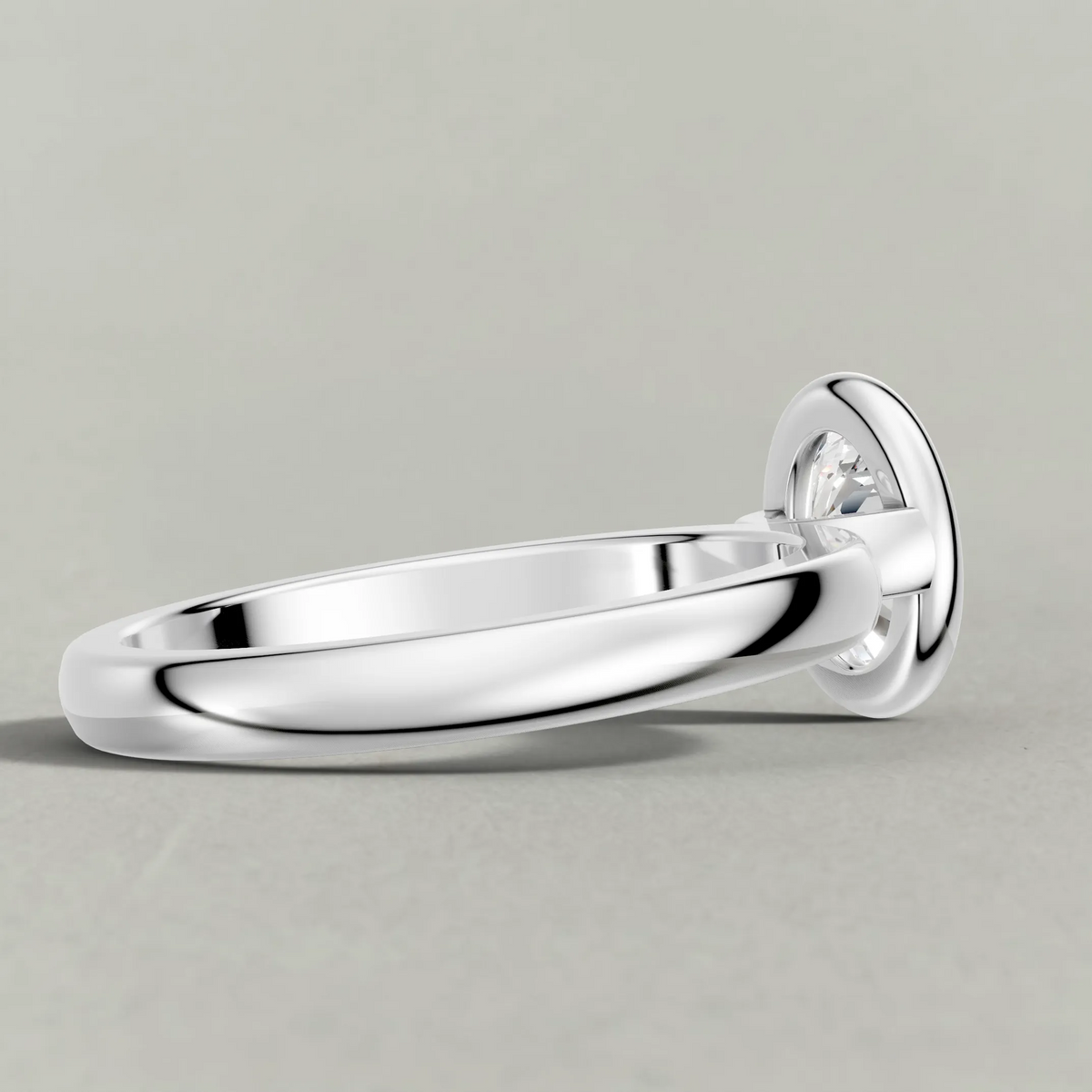 Smooth Bezel Engagement Ring (9379) in Platinum from back angle