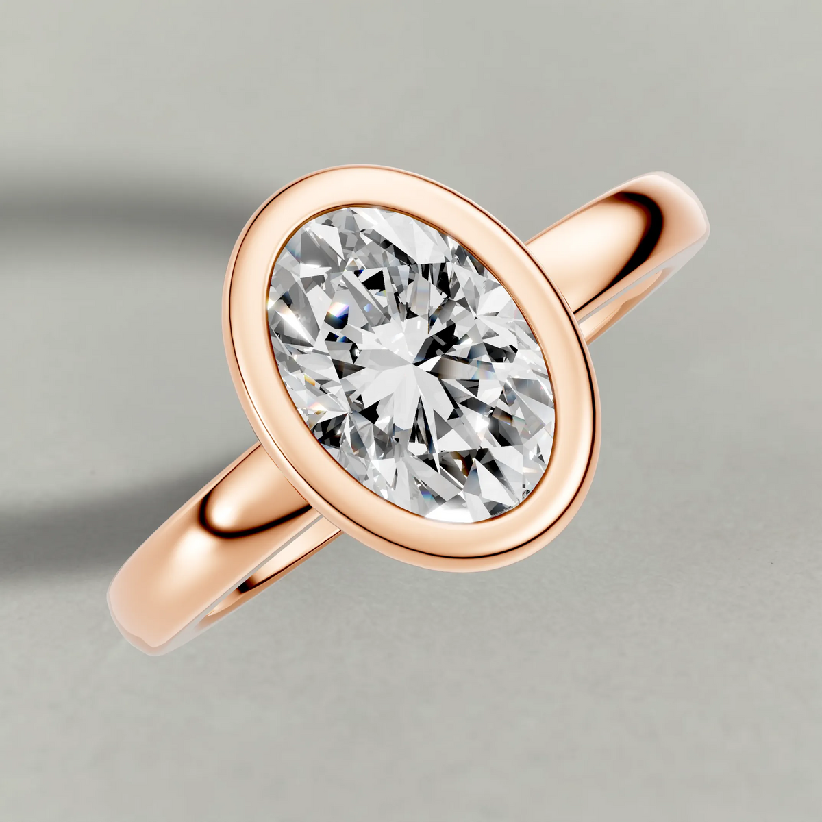 Smooth Bezel Engagement Ring (9379) in Rose Gold from top 3/4 angle