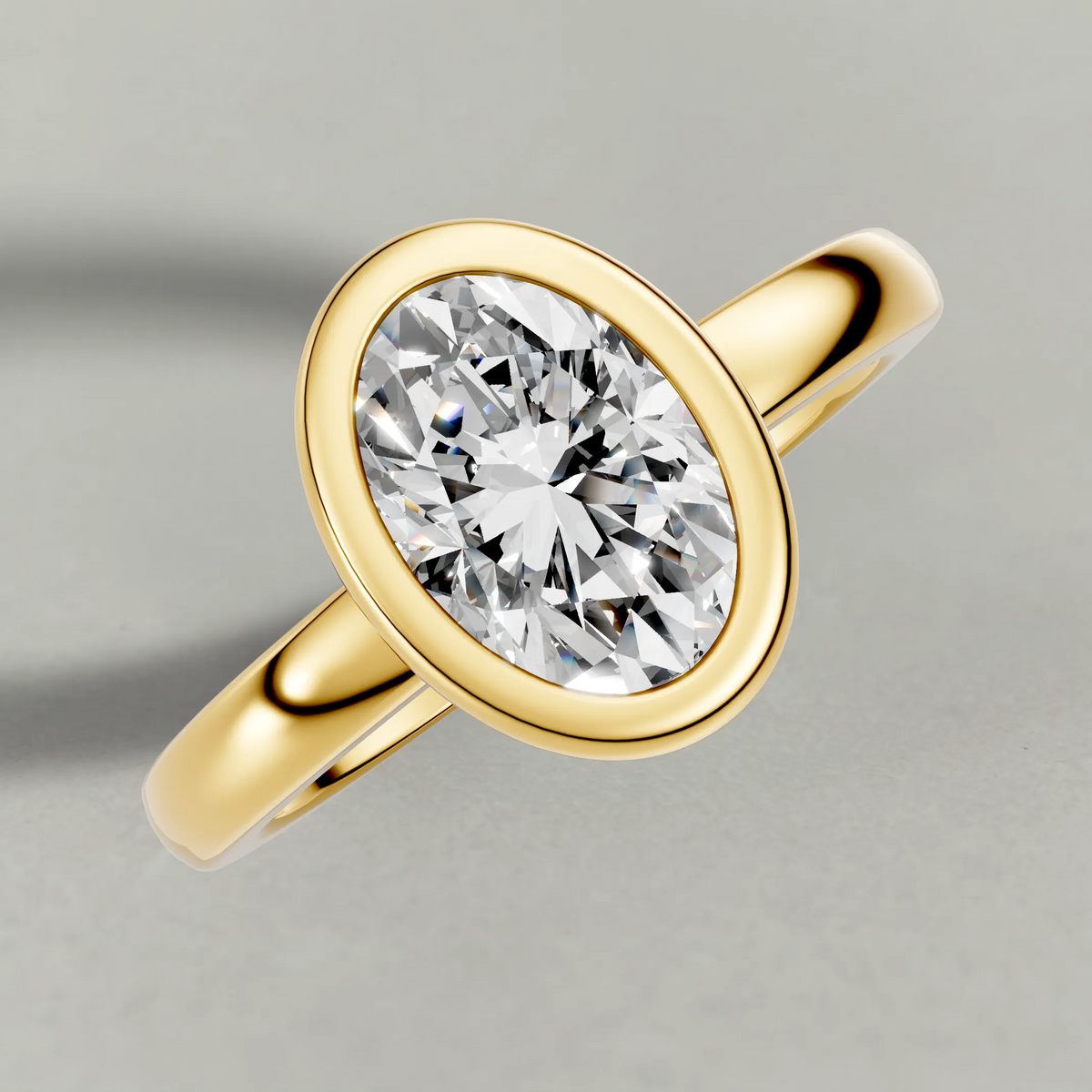 Smooth Bezel Engagement Ring (9379) in Yellow Gold from top 3/4 angle