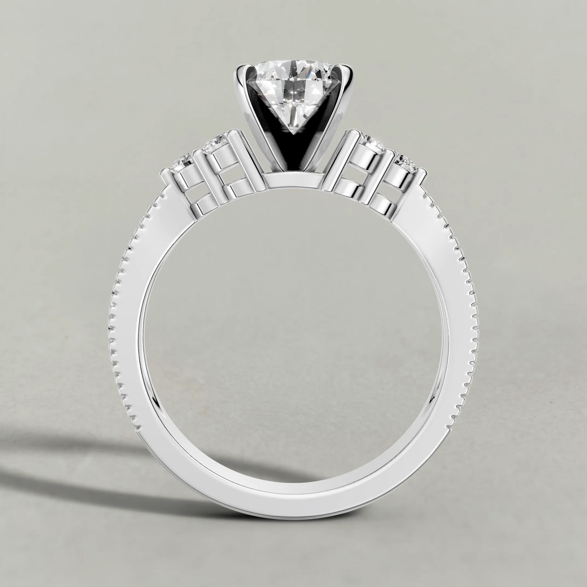 Cluster Accent Engagement Ring (9425) in Platinum from front angle