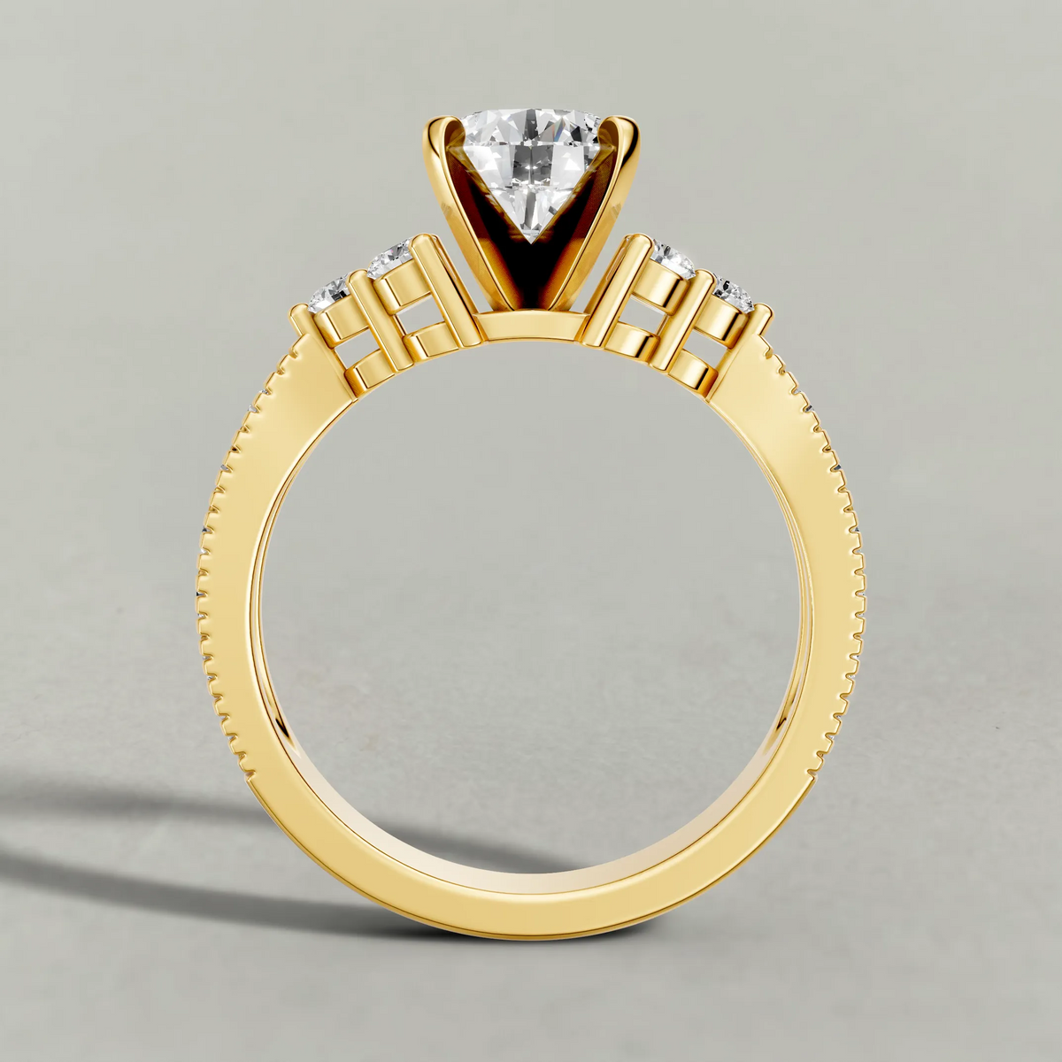 Cluster Accent Engagement Ring (9425) in Yellow Gold from front angle