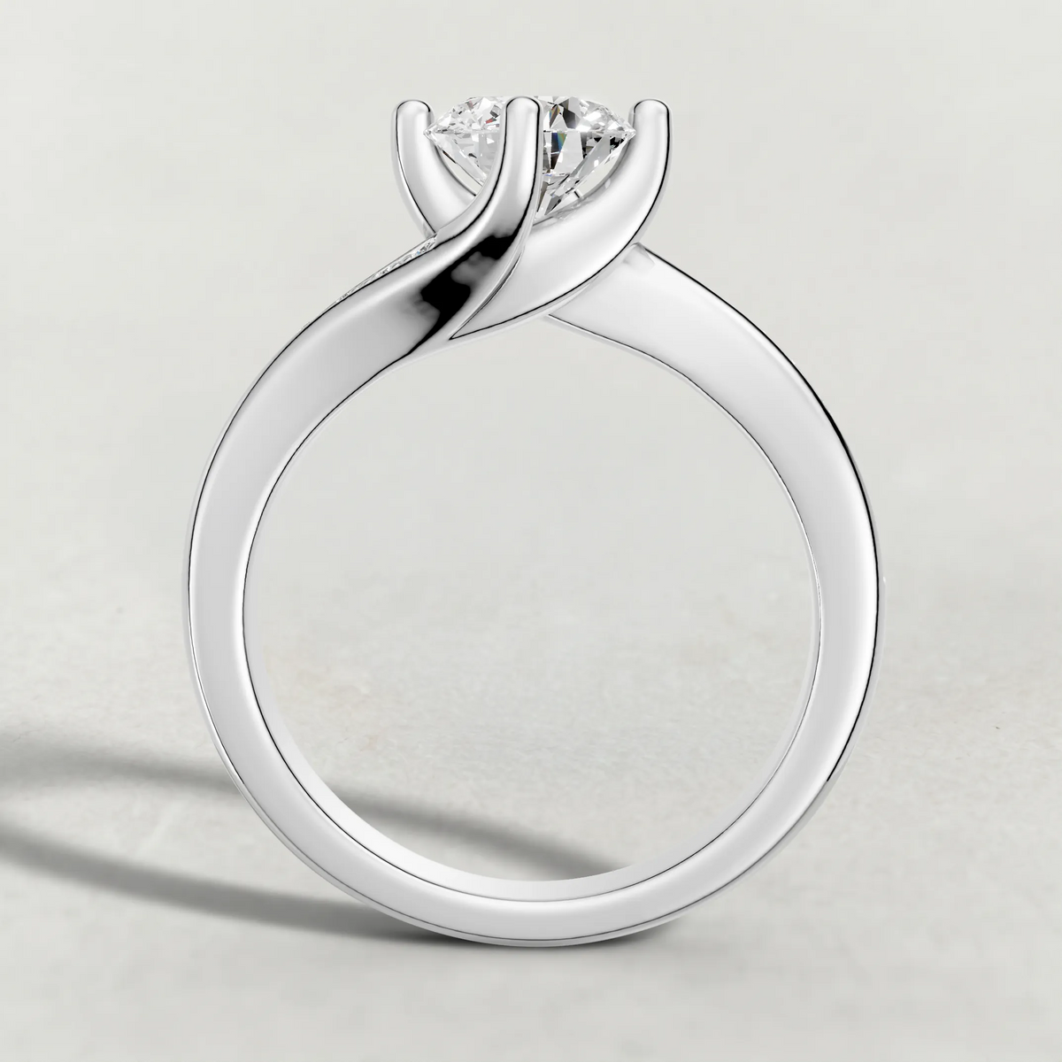 Offset Pavé Engagement Ring (9460) in Platinum from front angle