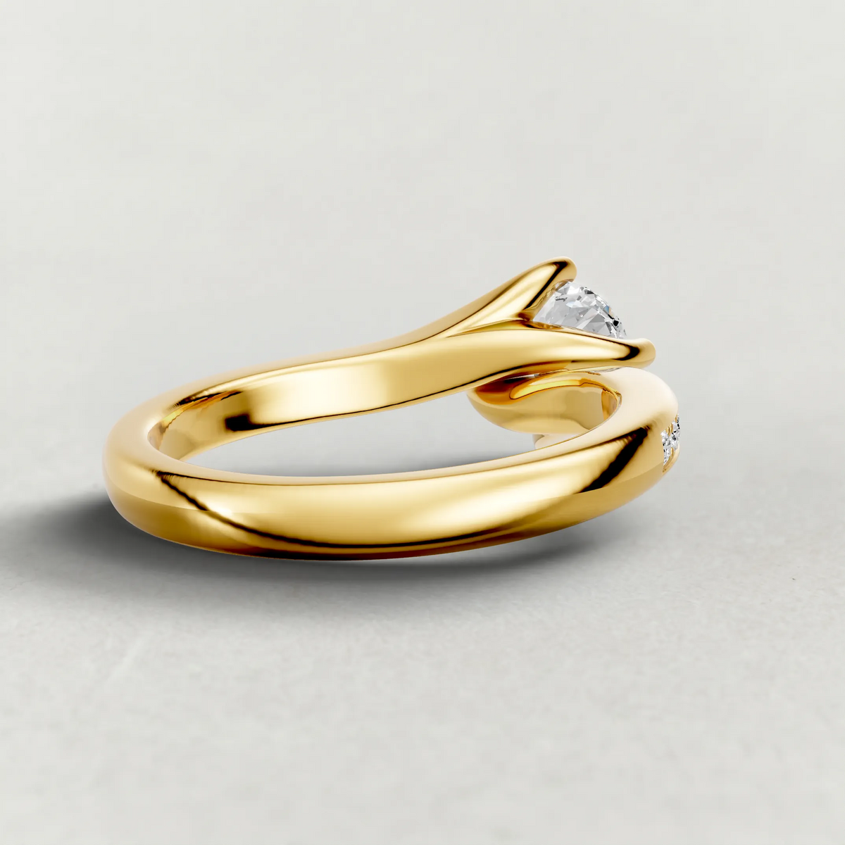 Offset Pavé Engagement Ring (9460) in Yellow Gold from back angle