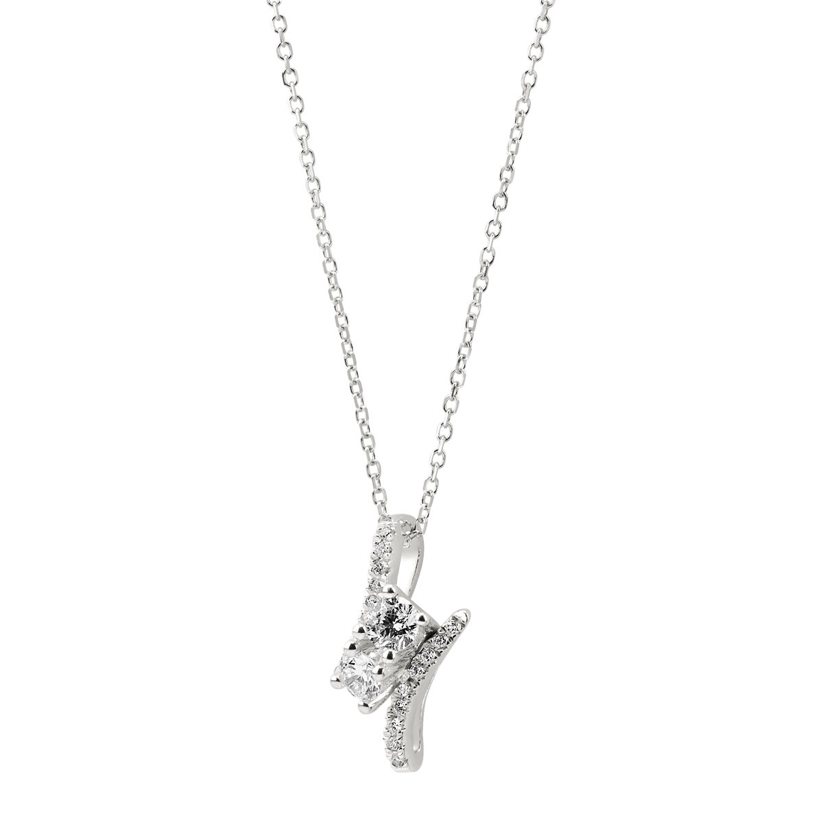 14K White Gold Together Forever Necklace 0.93 CT. T.W.