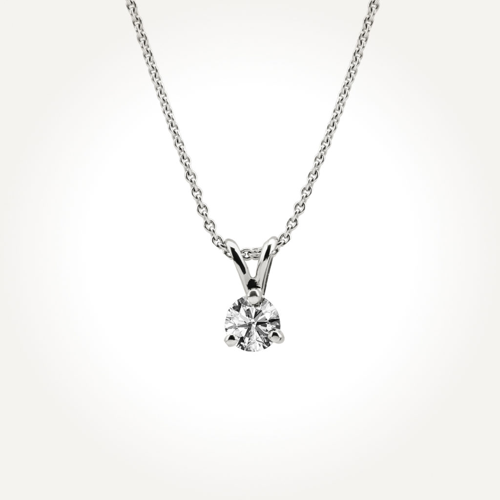14KT White Gold Solitaire Necklace