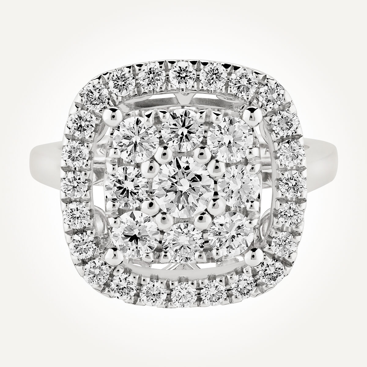 14KT White Gold Cluster Ring 1.57 CT. T.W.
