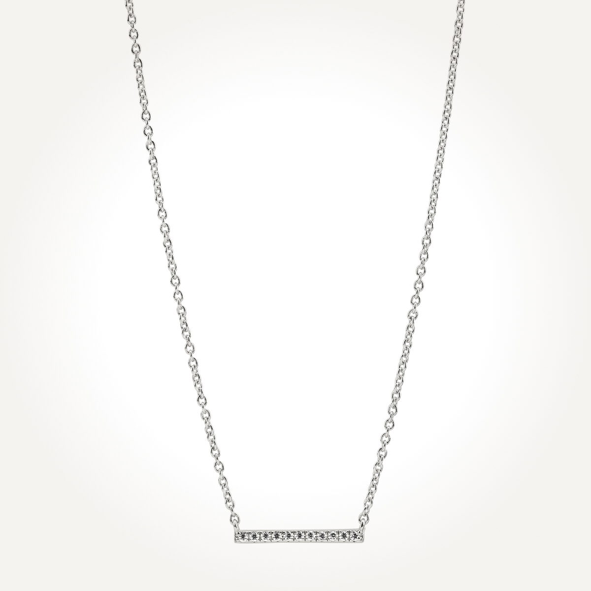 14KT White Gold Diamond Bar Necklace