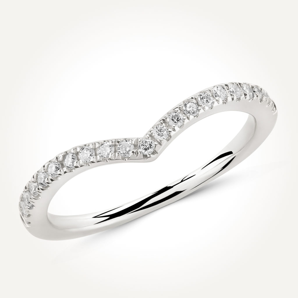 14KT White Gold V shaped Wedding Ring
