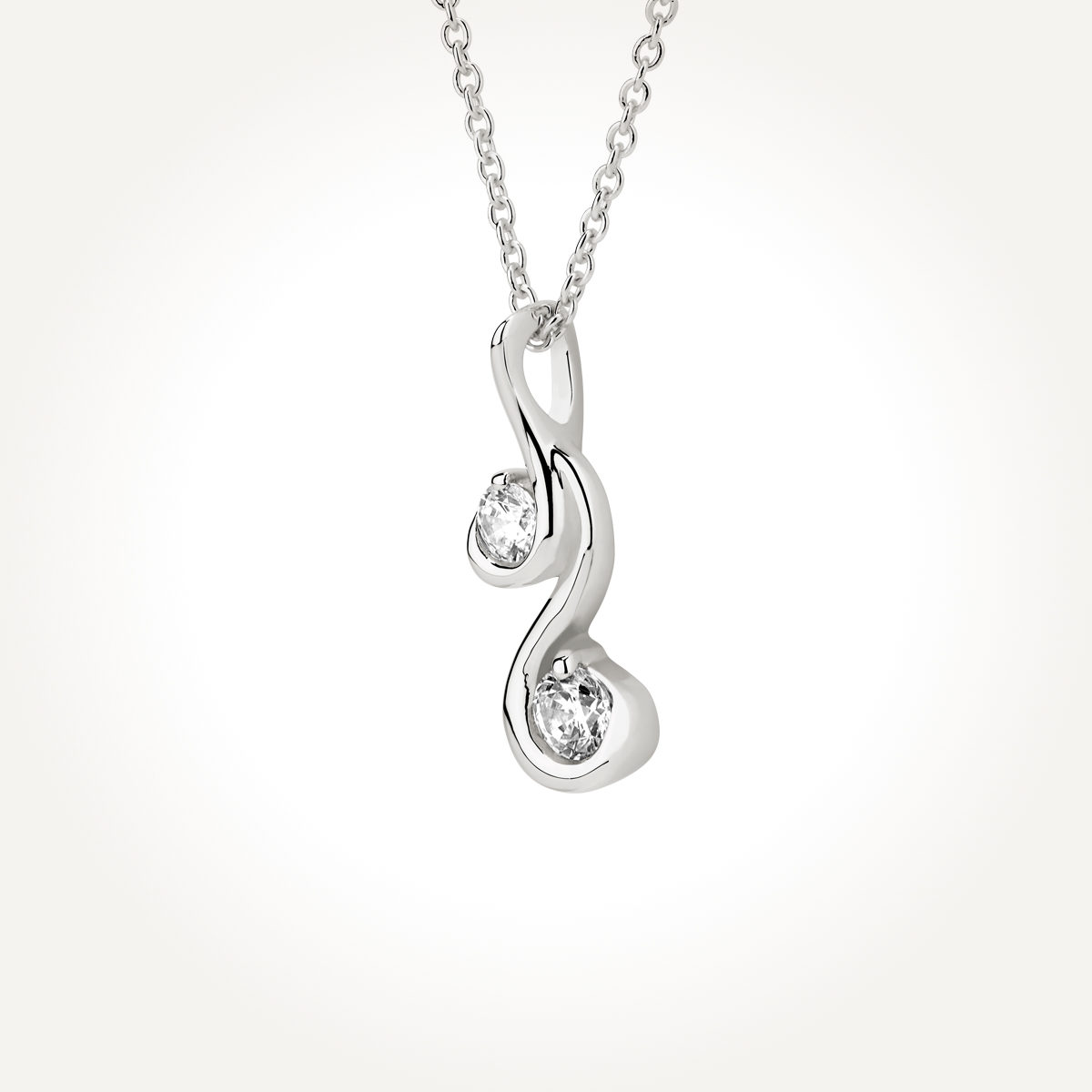 14KT White Gold Two Stone Necklace