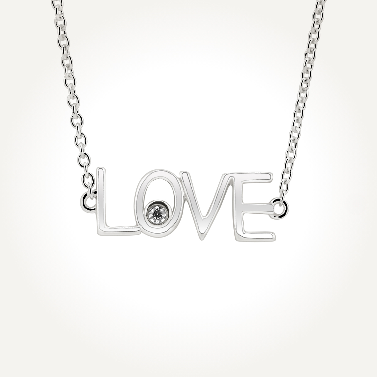 14KT White Gold Love Necklace